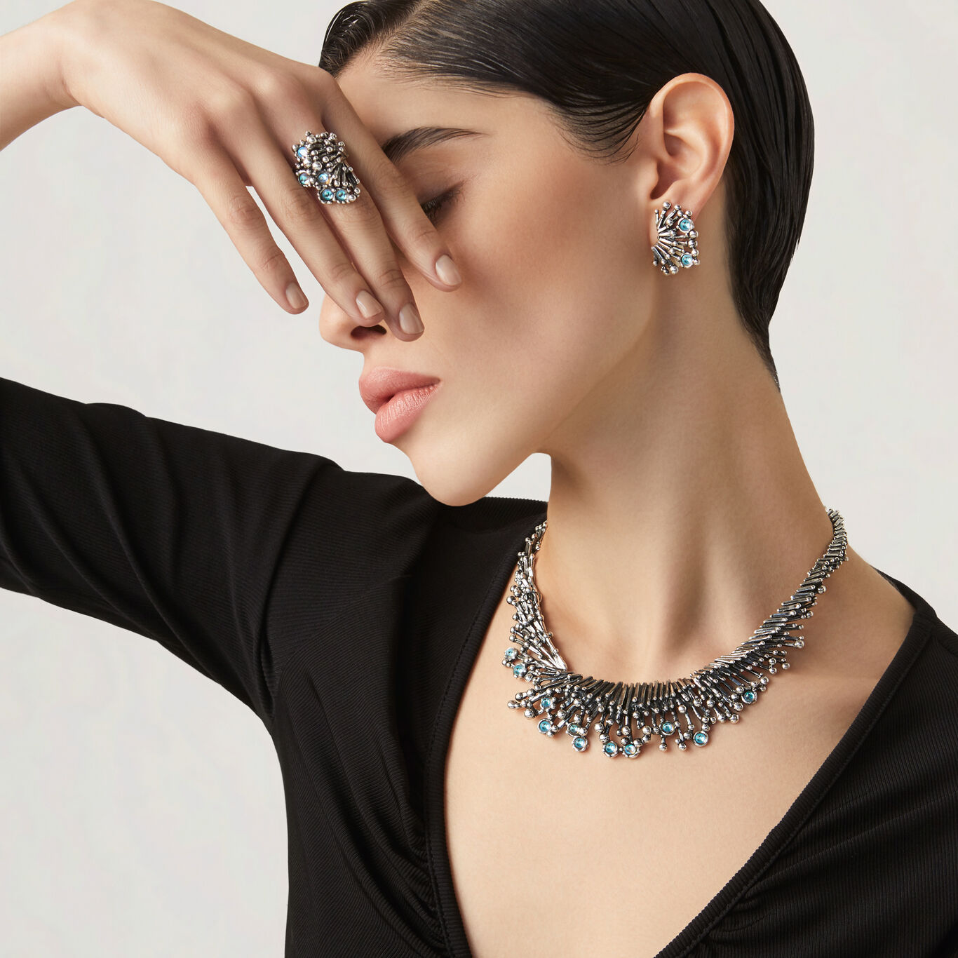 Collana Fireworks, Collana in Argento 925 e quarzi mystic_image number 2_Giovanni Raspini