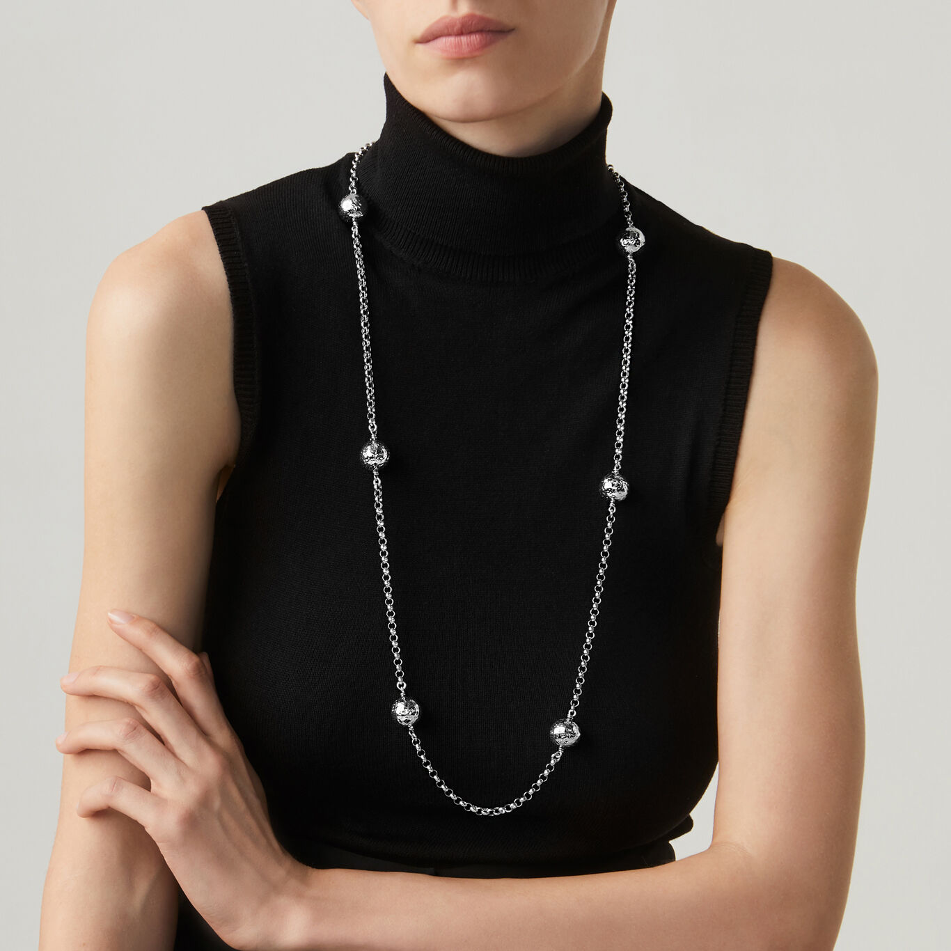 Super Bowl Chain Long Necklace, Necklace in Sterling Silver_image number 1_Giovanni Raspini