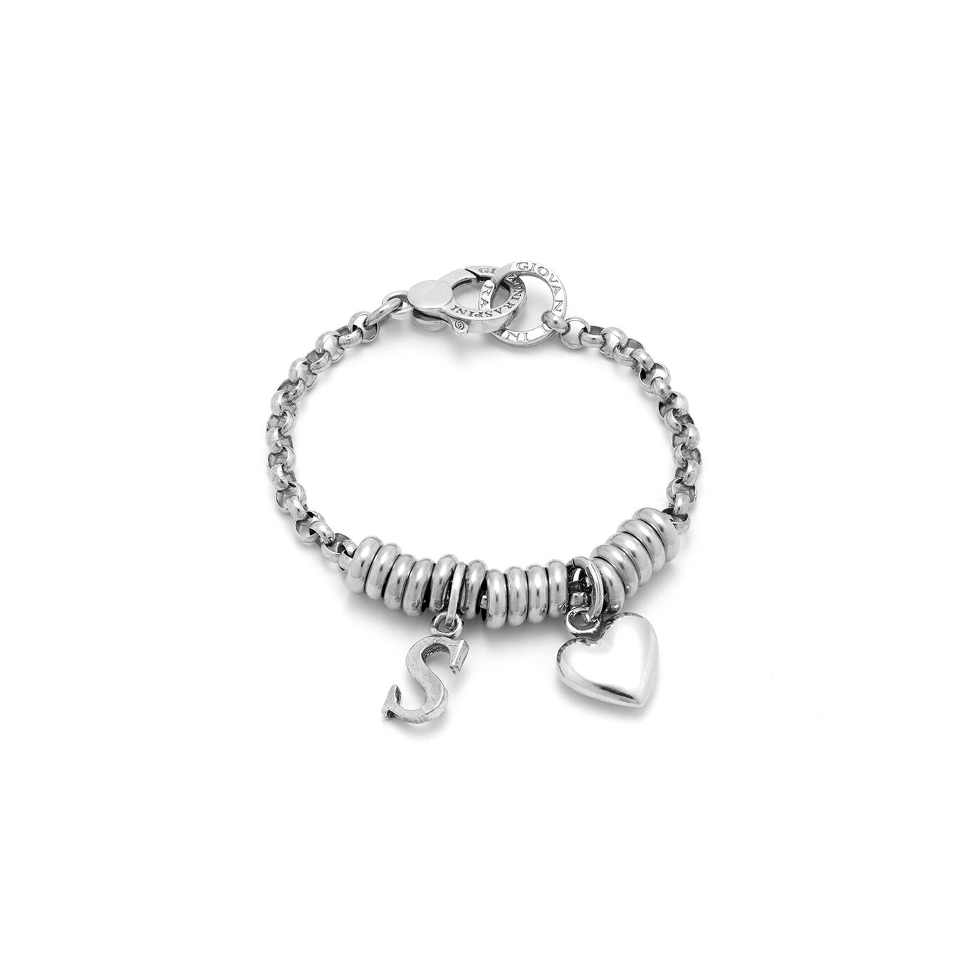 Bracelet with Heart and Letter S, Bracelet in Sterling Silver_image number 0_Giovanni Raspini