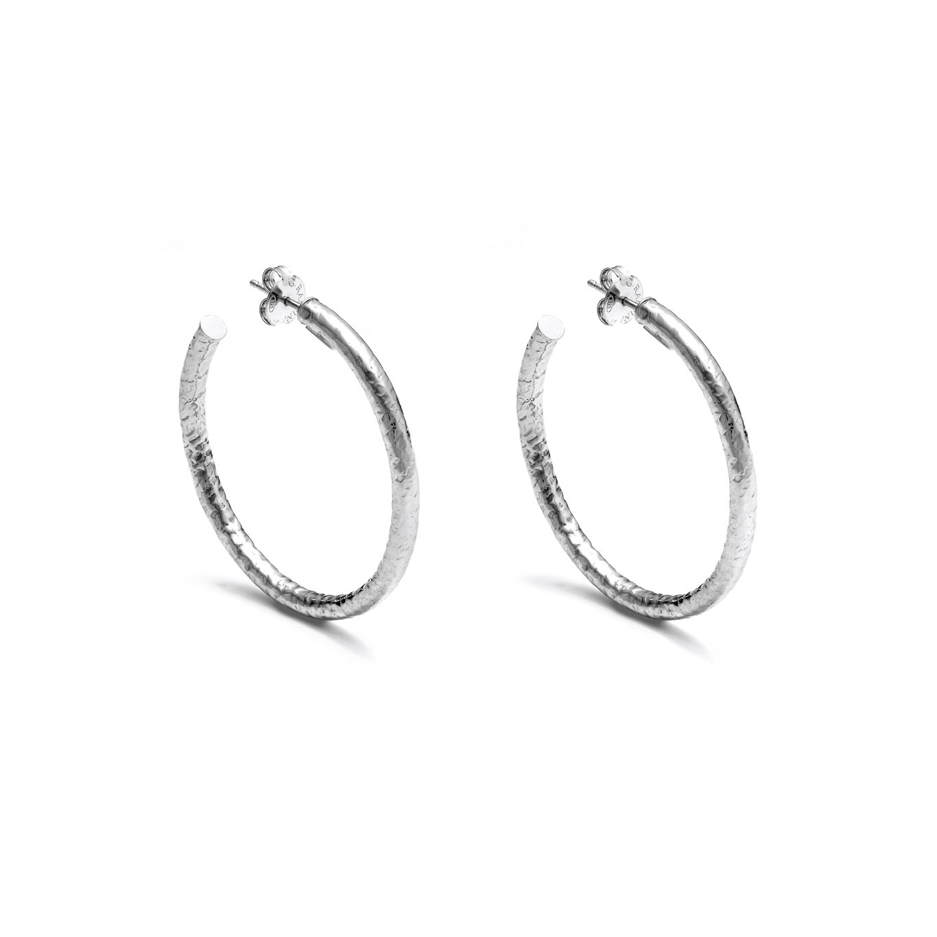 Rock Light Medium Earrings, Hoop Earrings in Sterling Silver_image number 0_Giovanni Raspini
