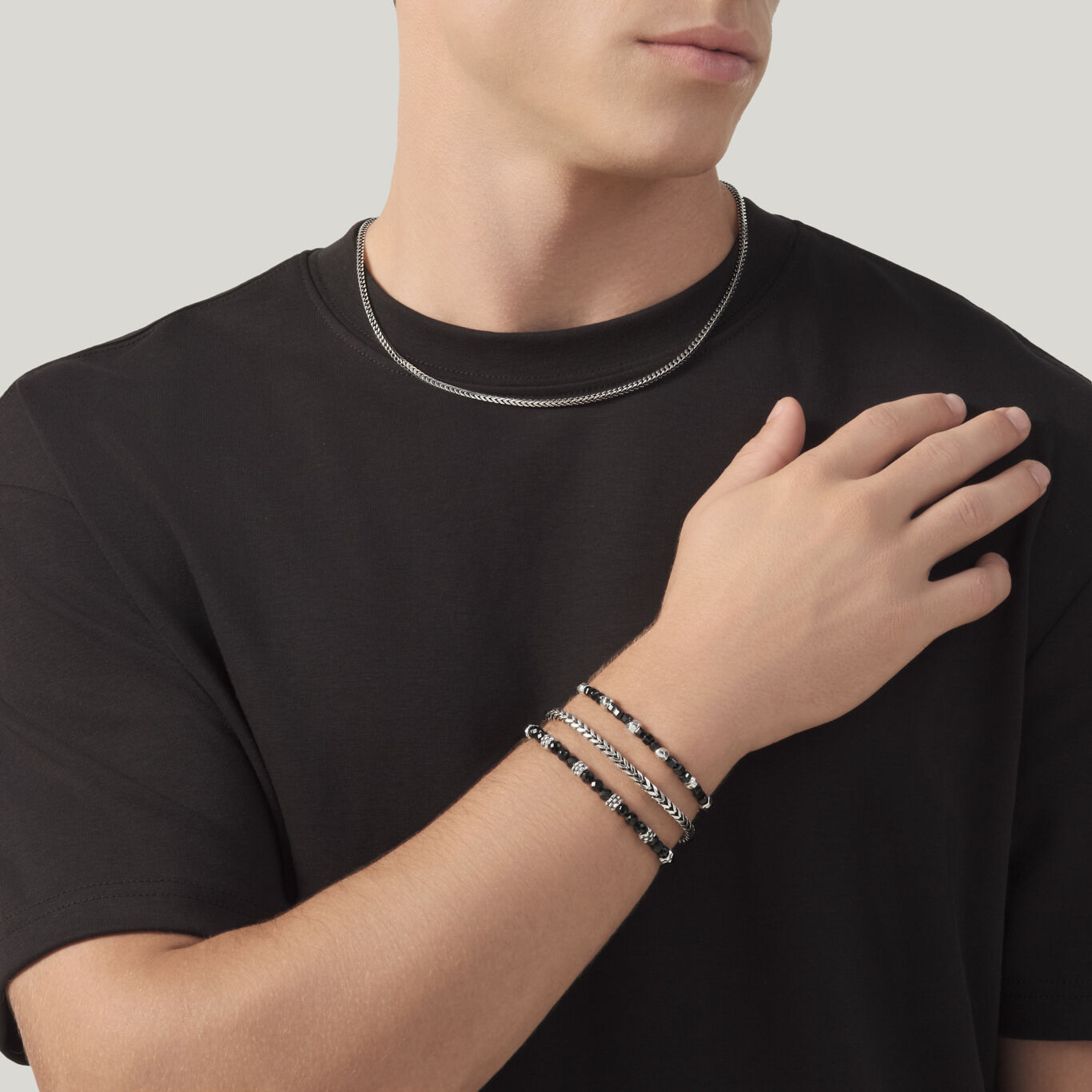 Black Spinel Dice Bracelet, Bracelet in Sterling Silver and black spinel_image number 2_Giovanni Raspini