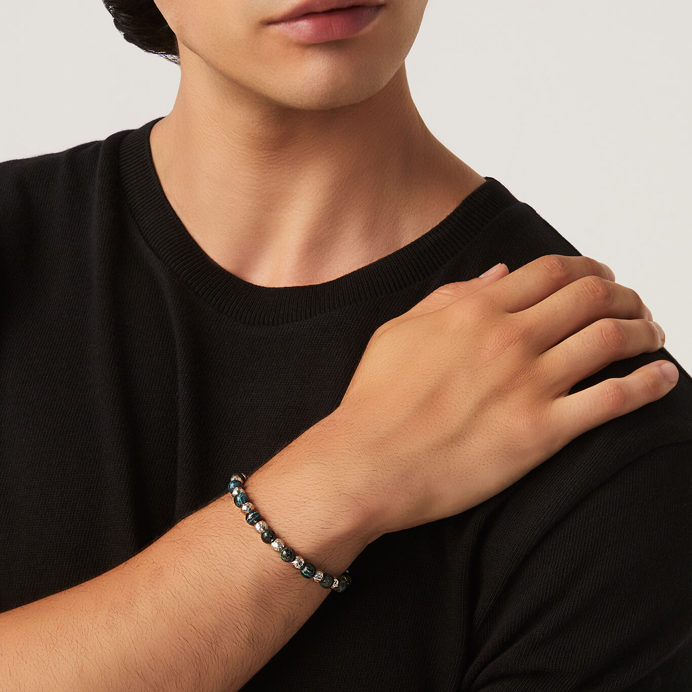 Jasper Spheres Bracelet, Bracelet in Sterling Silver and green jasper_image number 1_Giovanni Raspini