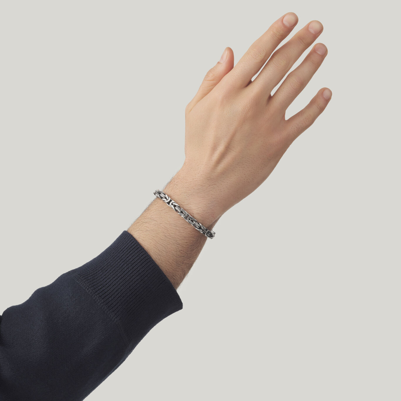 Square Byzantine Big Bracelet, Bracelet in Sterling Silver_image number 1_Giovanni Raspini