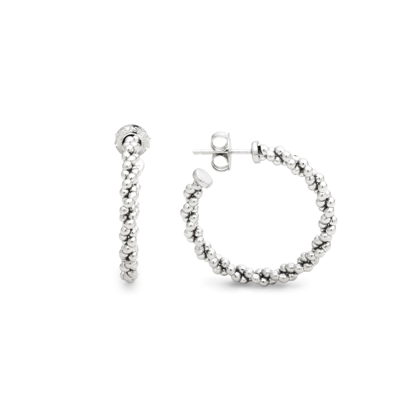 Wheat Chain Medium Hoop Earrings, Hoop earrings in Sterling Silver_image number 2_Giovanni Raspini