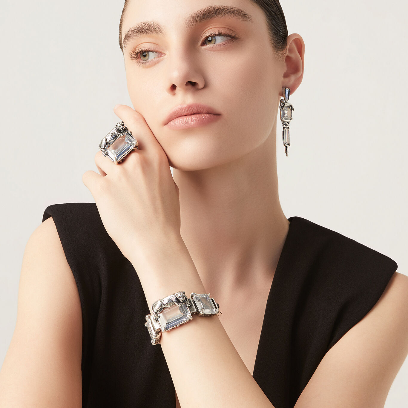 Leopard Empire Bracelet, Bracelet in Sterling Silver and zircon_image number 2_Giovanni Raspini