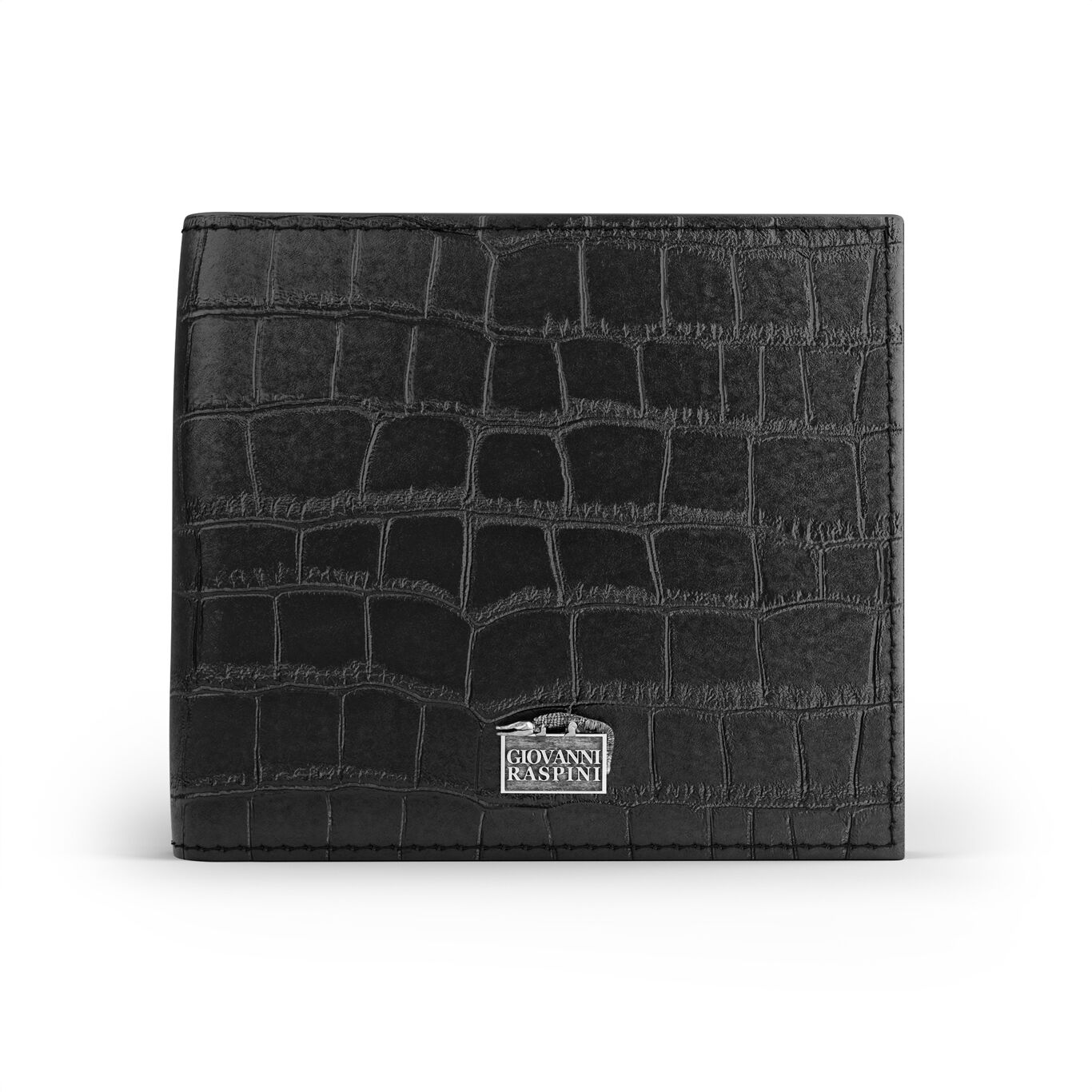 Portemonnaie Krokoleder Schwarz