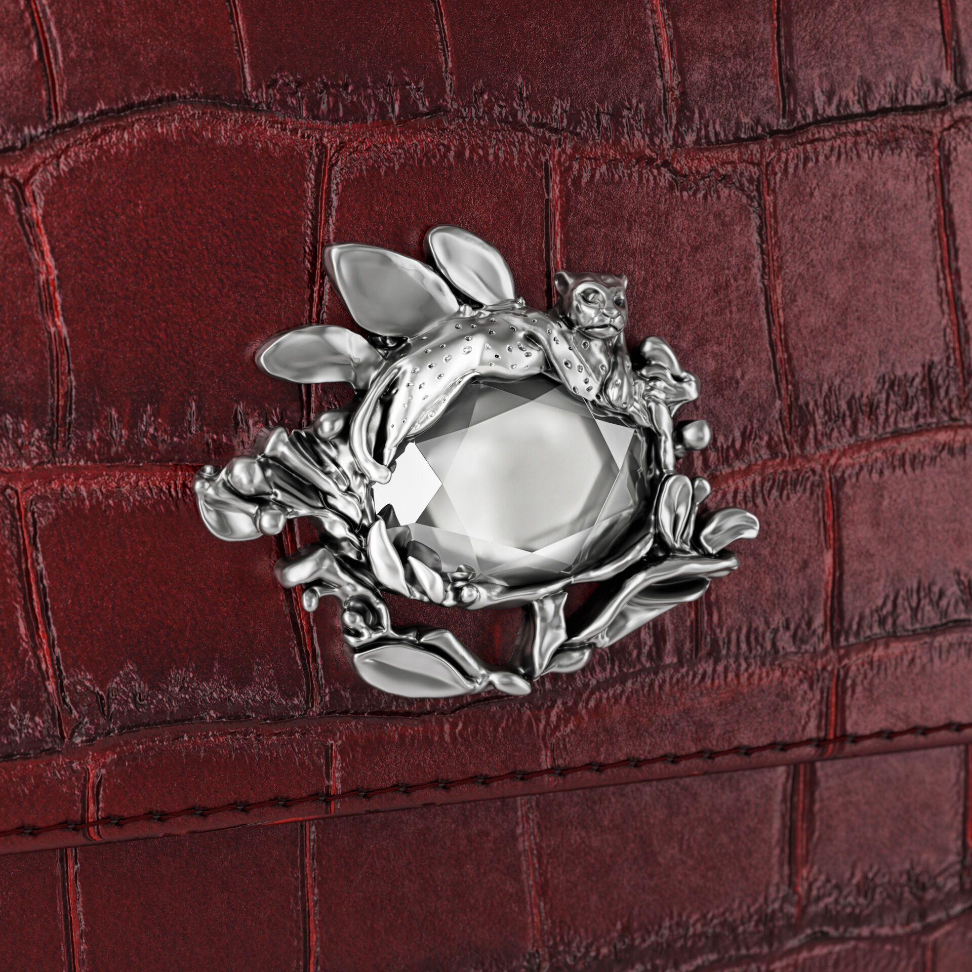 Black Croco Leather Jungle Continental Wallet image number 4