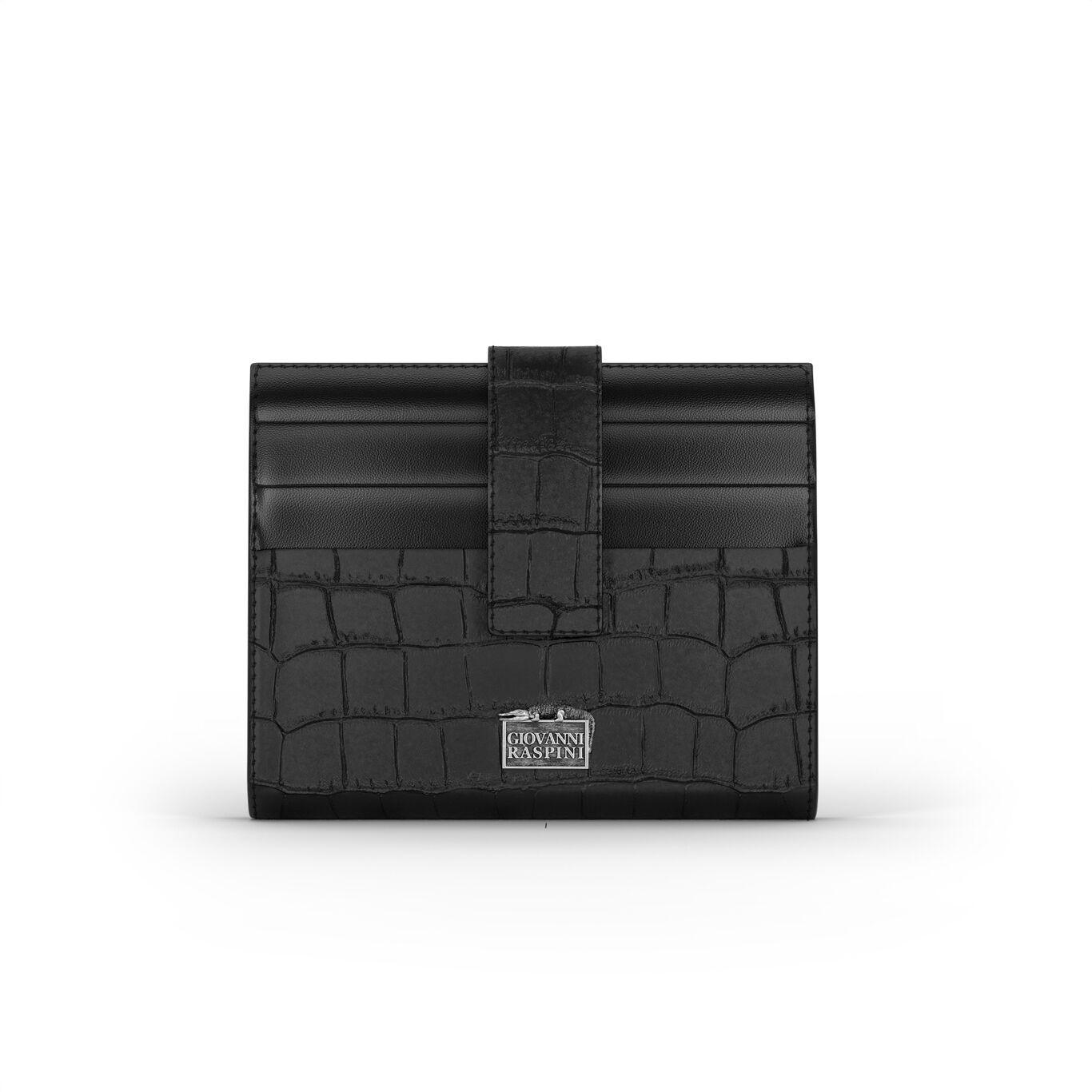 Black Croco Leather Card Holder Wallet
