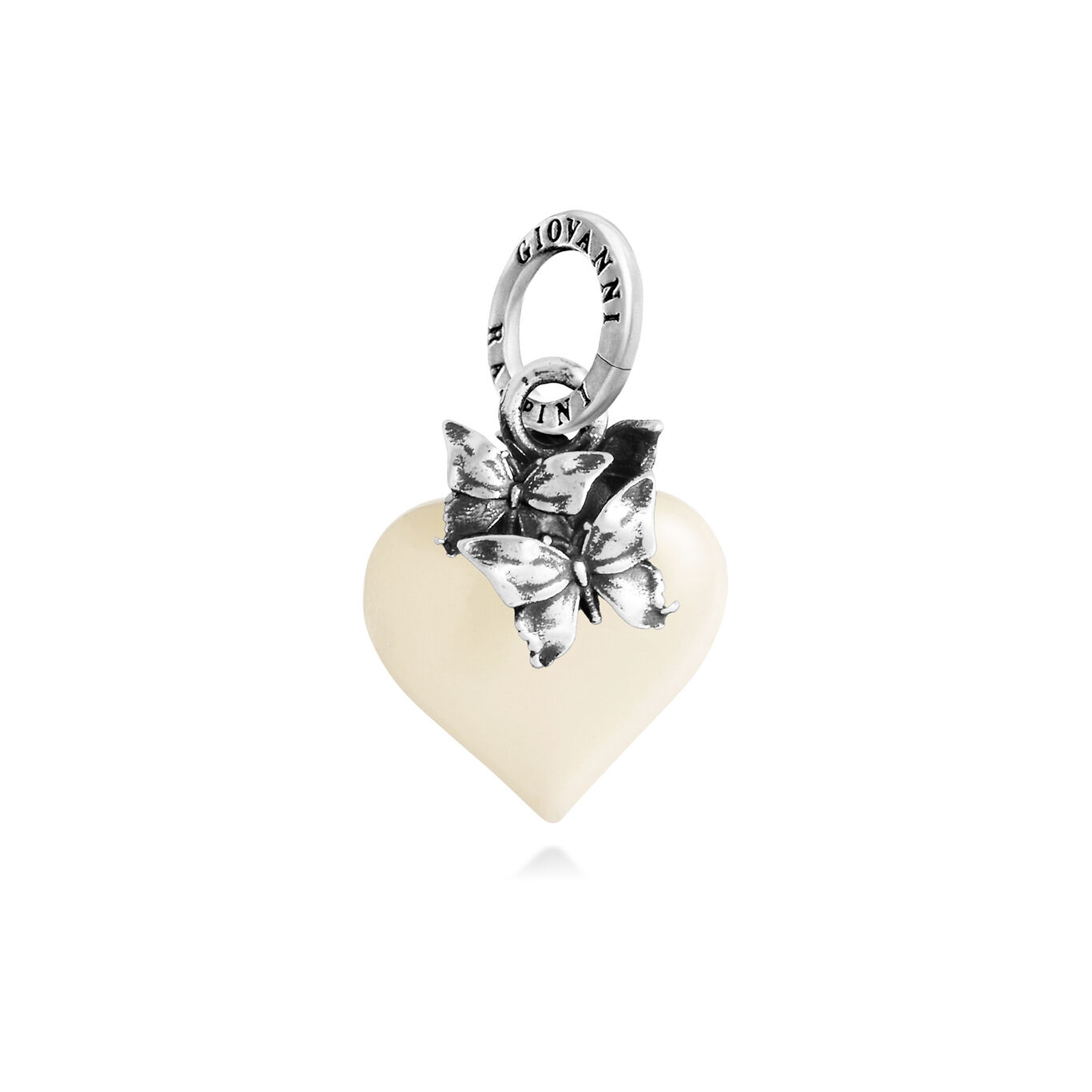 Butterflies Ivory Heart Charm