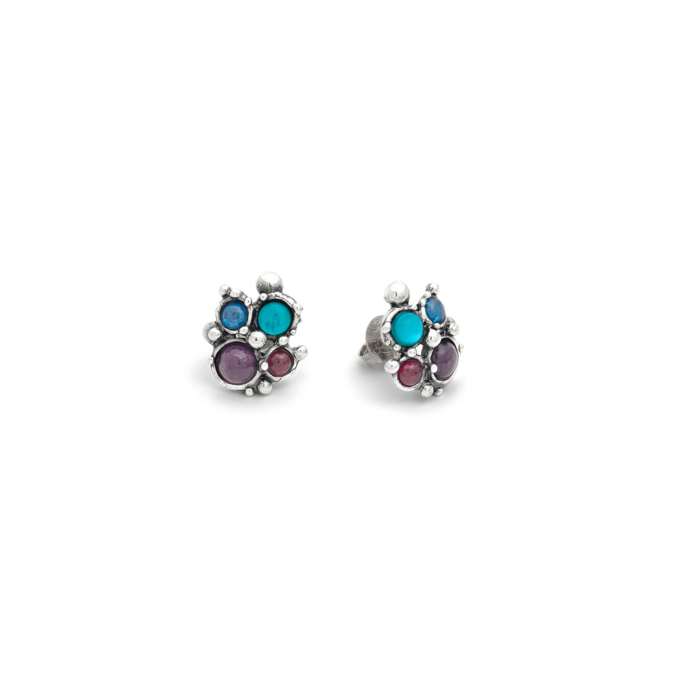 Cocktail Earrings, Sterling silver, mother of pearl, amethyst and siamite earrings_image number 3_Giovanni Raspini