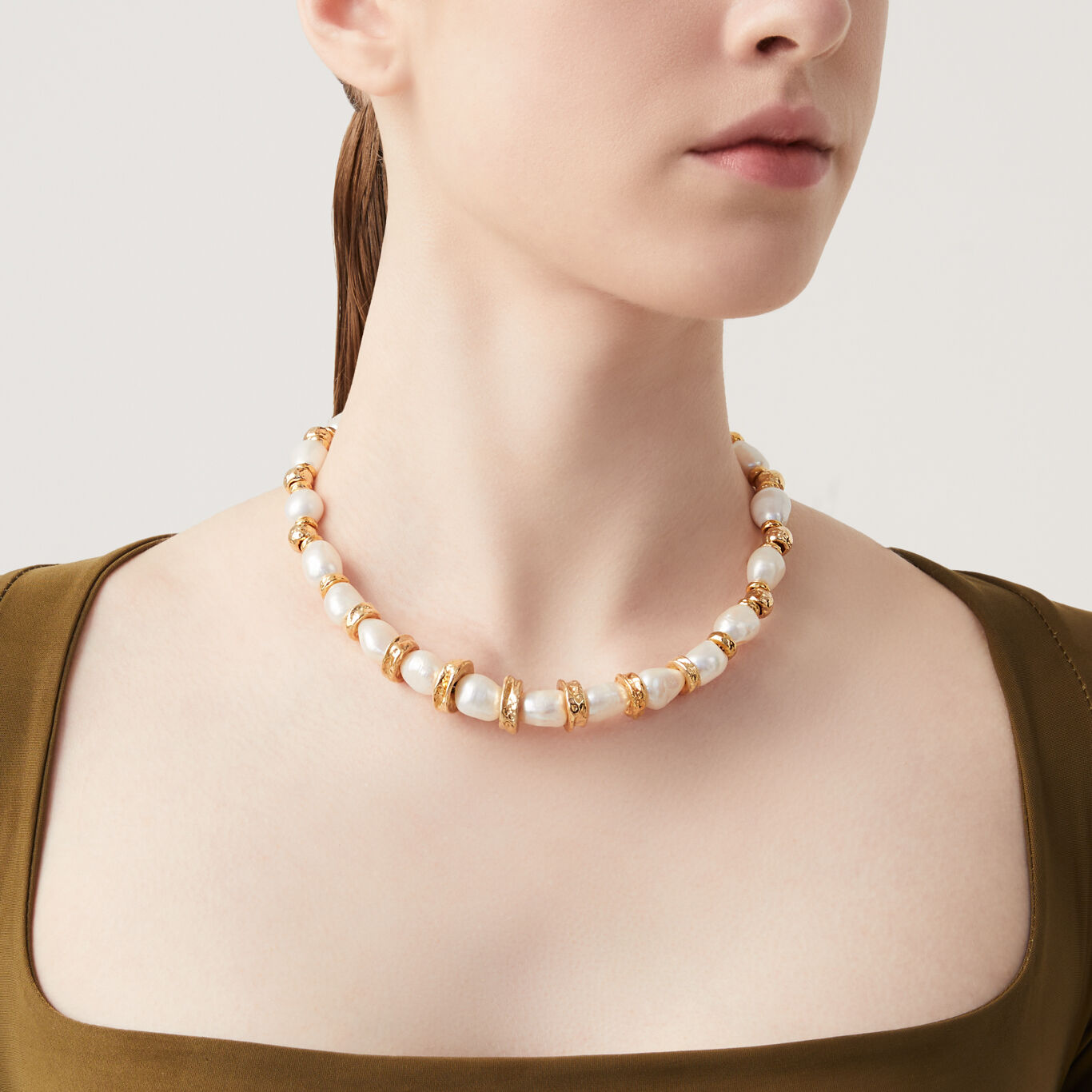 Riviera Big Necklace, Necklace in gold-plated Sterling Silver and natural pearls_image number 1_Giovanni Raspini
