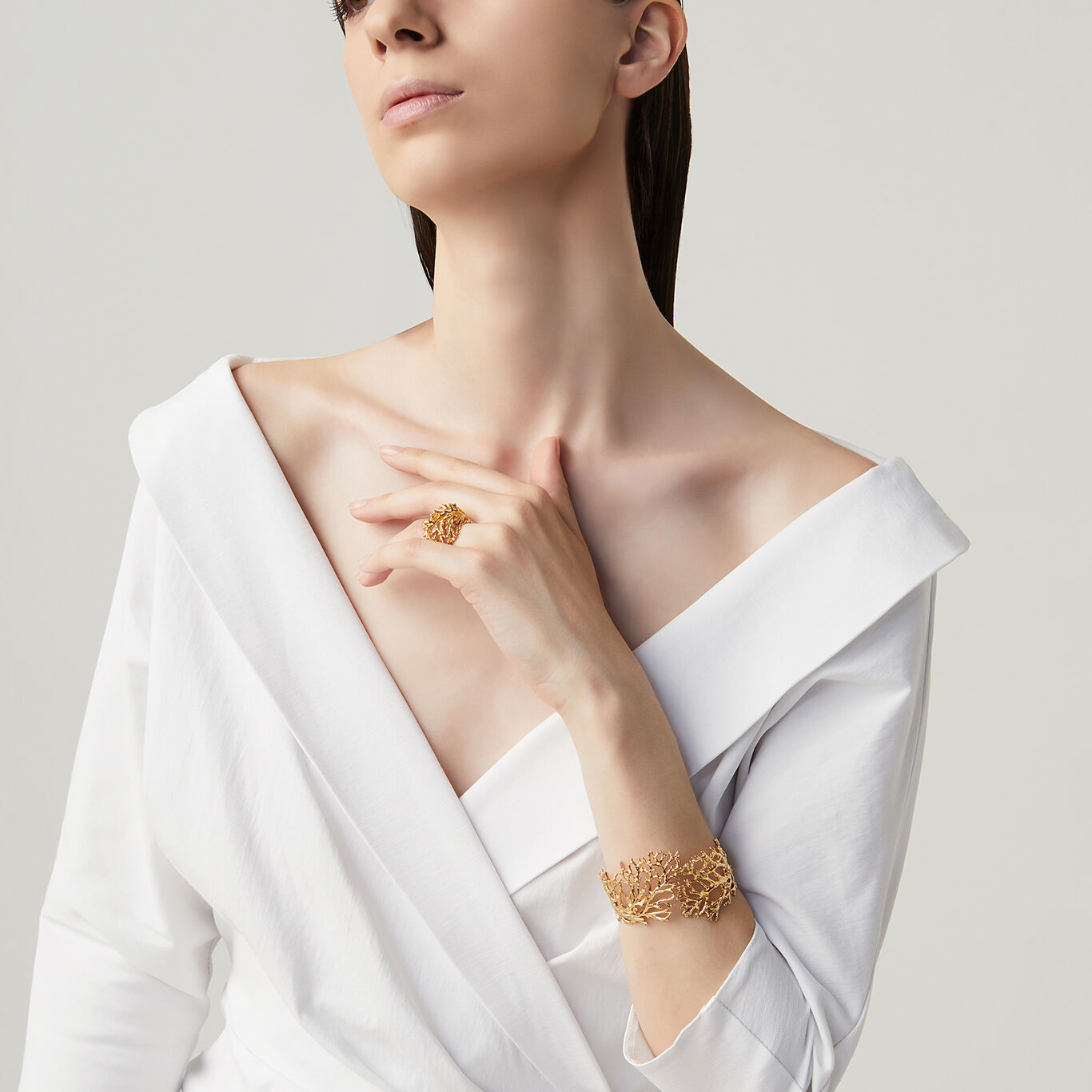 Bracelet Corail, Bracelet rigide en argent massif plaqu&eacute; or 18k_image number 2_Giovanni Raspini