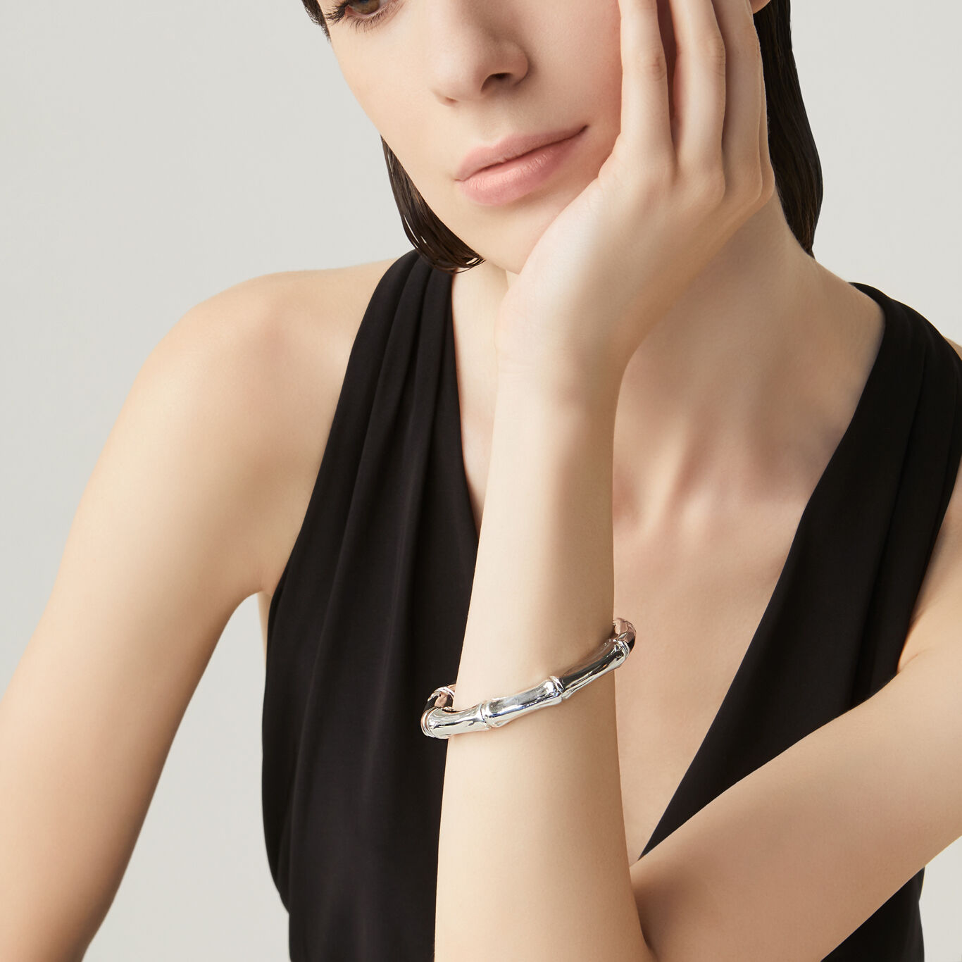 Bamboo Big Bangle, Bangle in Sterling Silver_image number 1_Giovanni Raspini