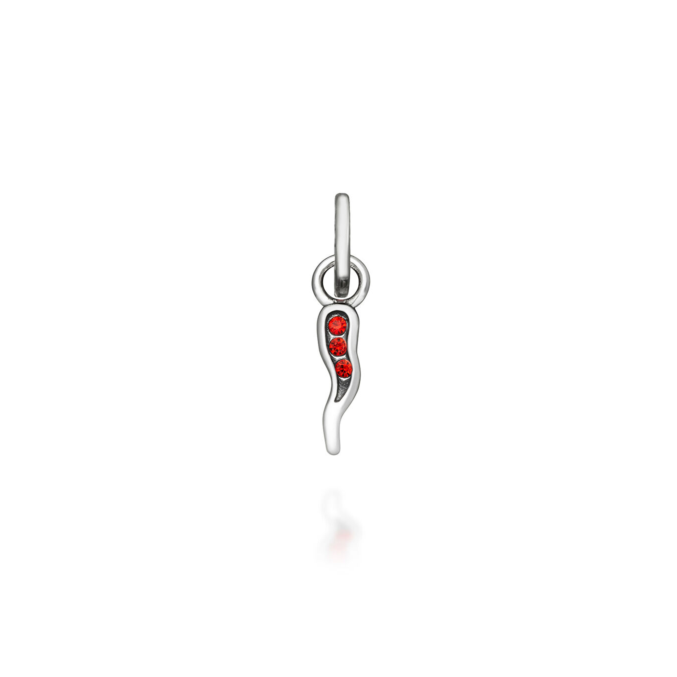 Red Italian Horn Crystal Mini Charm, Sterling silver charm with zircons_image number 0_Giovanni Raspini