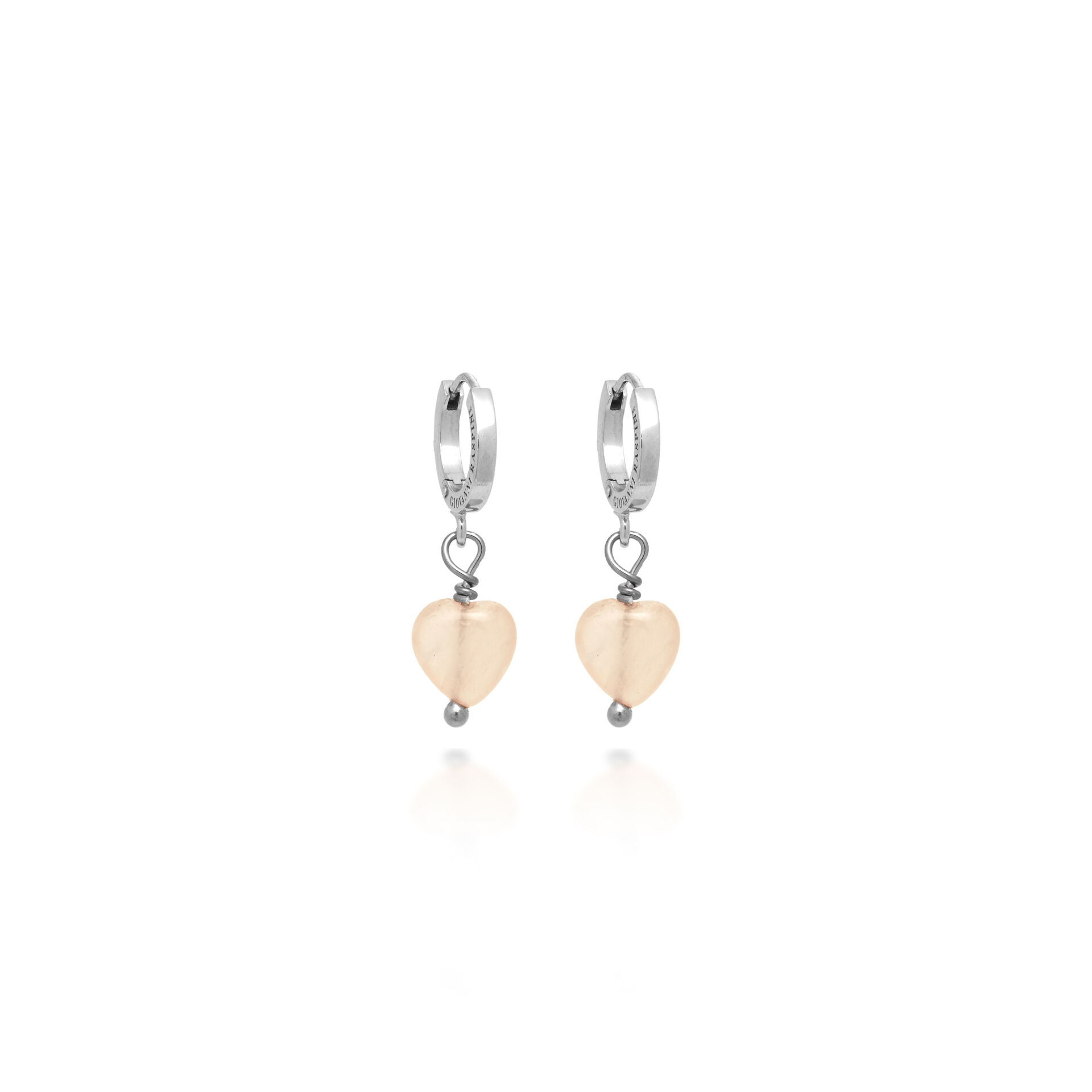 Boucles d'oreilles minimalistes C&oelig;ur Auartz Rose image number 0