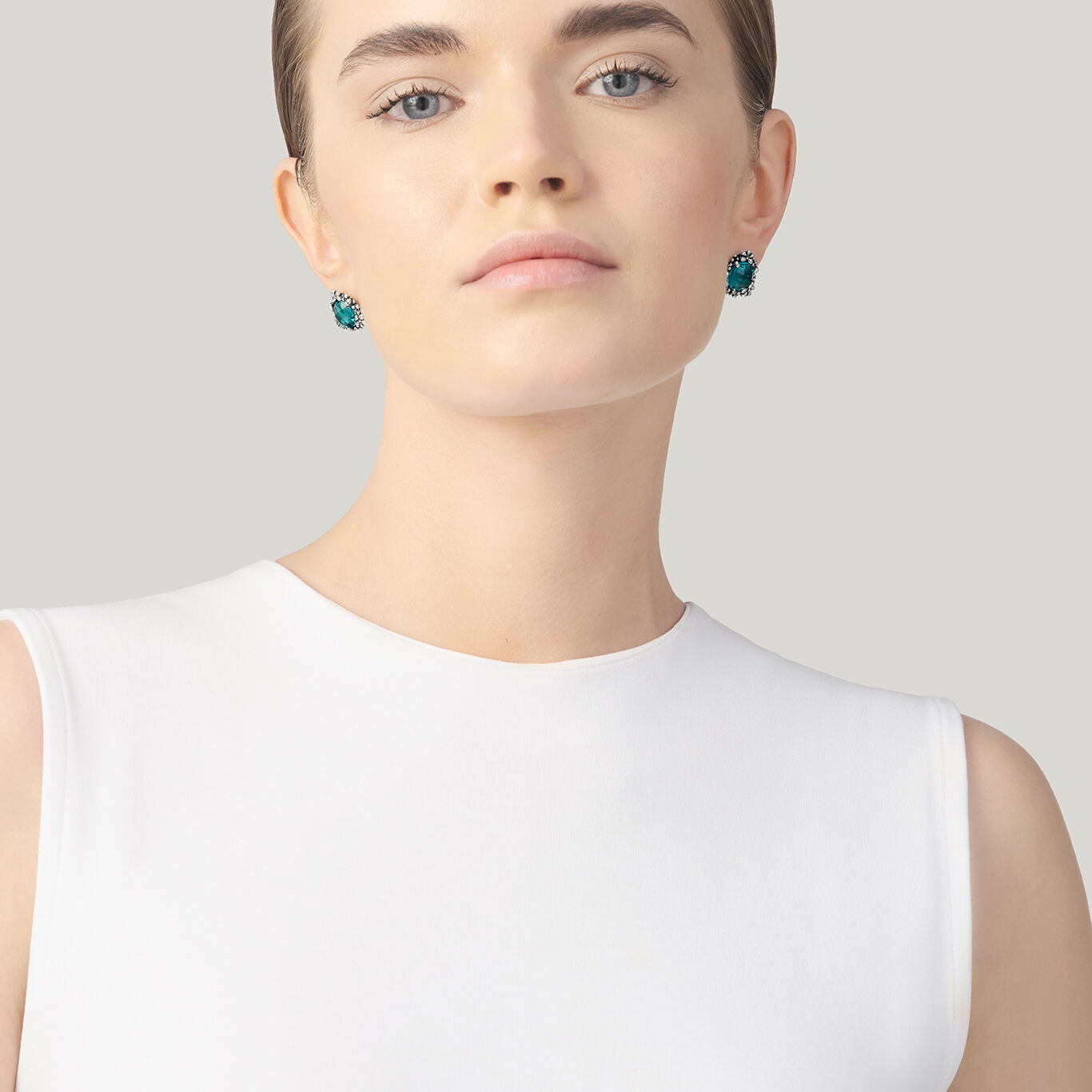 Blue Ivy Big Earrings, Earrings in sterling silver with blue crystals_image number 1_Giovanni Raspini