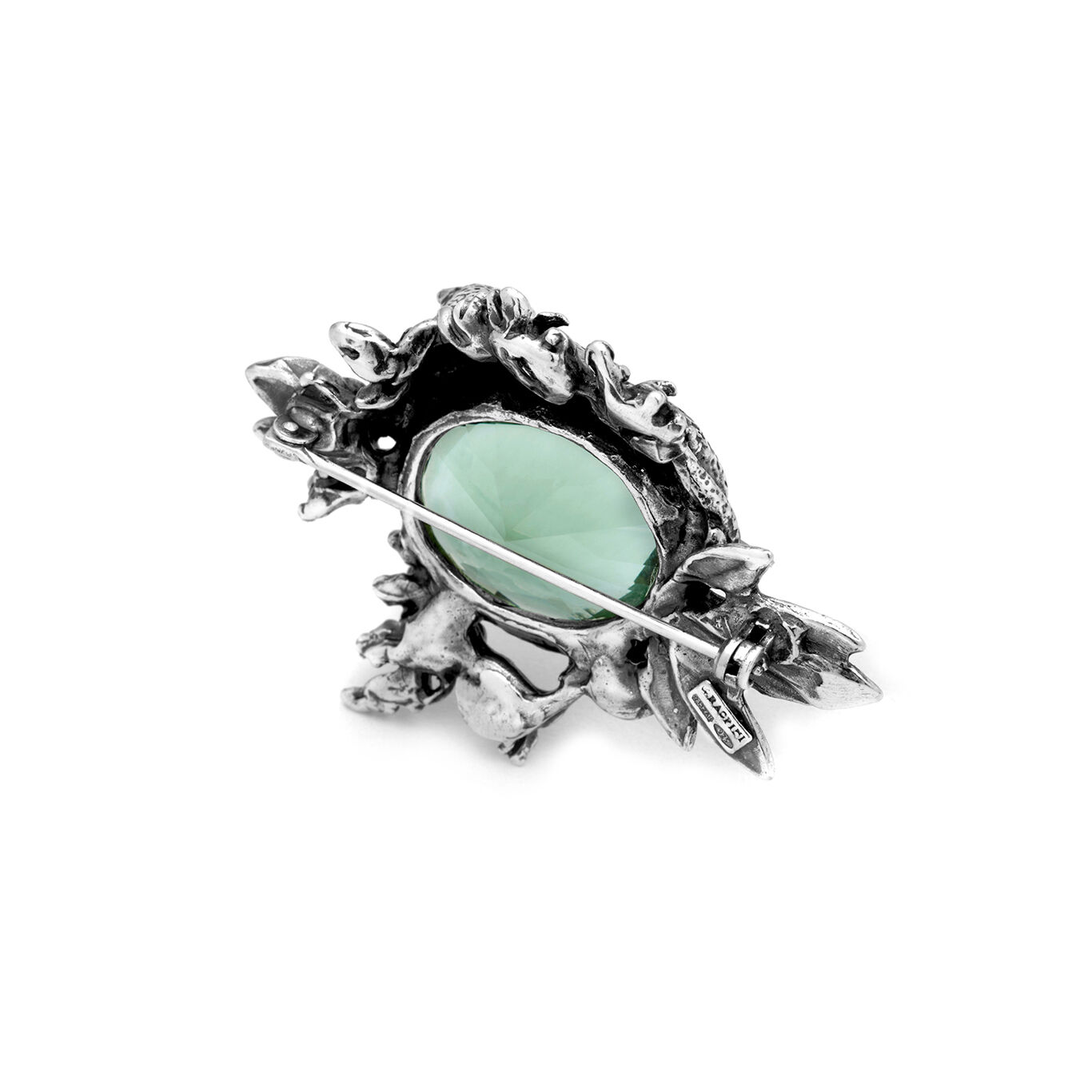 Broche Amazonie, Broche en argent massif, quartz et siamites vertes_image number 2_Giovanni Raspini