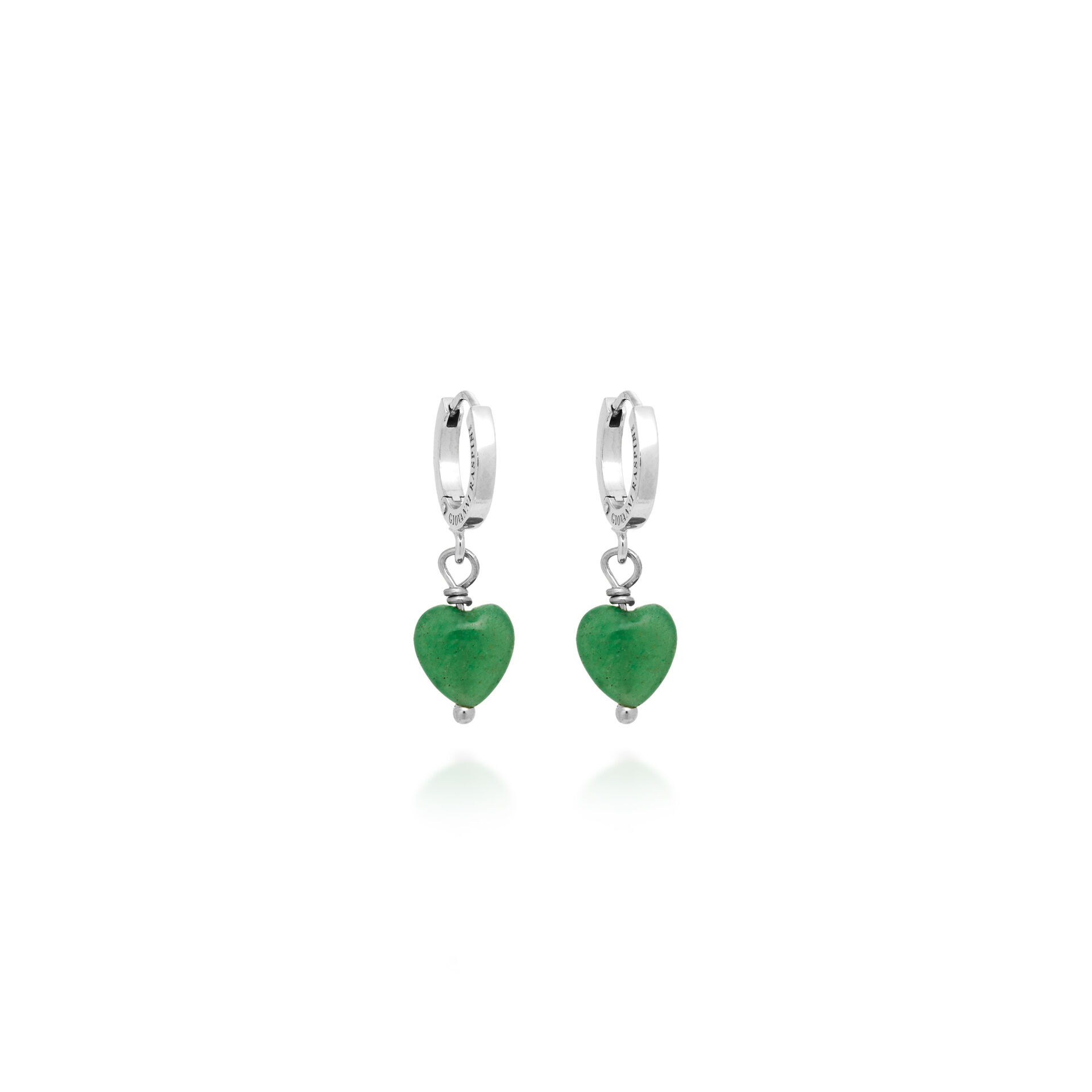 Huggie Earrings Green Aventurine Heart image number 0