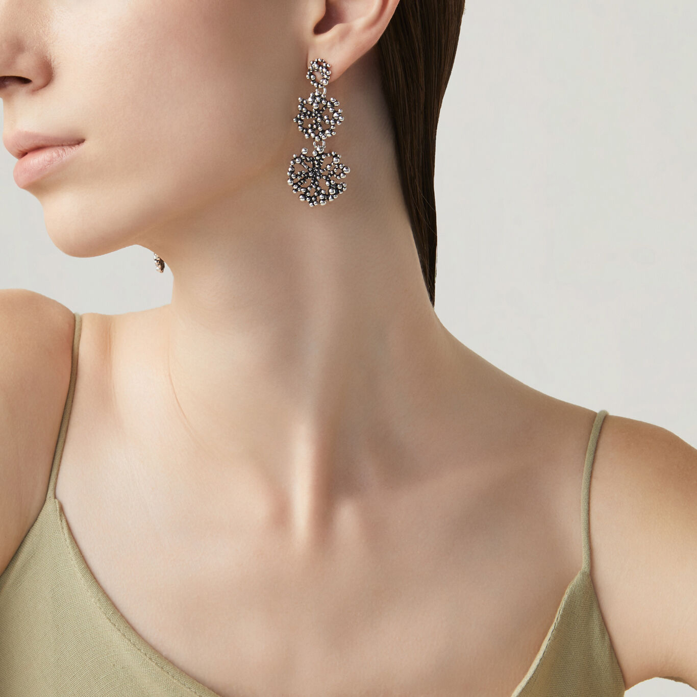 Boucles d'oreilles pendantes Perlage, Boucles d'oreilles en argent massif_image number 1_Giovanni Raspini