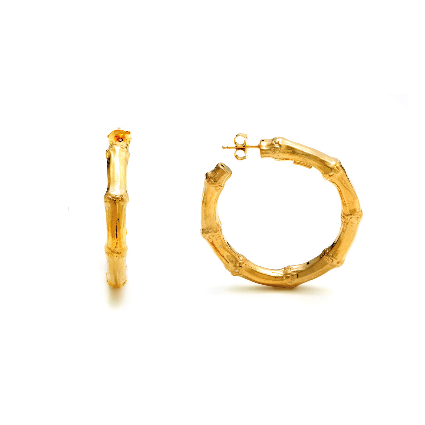 Bamboo Hoop Earrings, Hoop Earrings in 18k Gold Plated Sterling Silver_image number 2_Giovanni Raspini