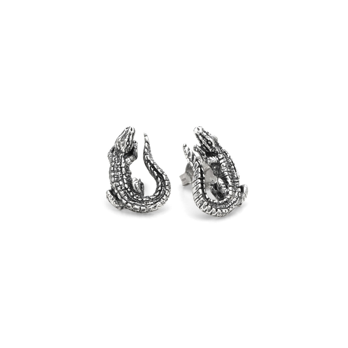 Boucles D&rsquo;Oreilles Boutons Crocodile, Boucles d'oreilles en argent massif_image number 3_Giovanni Raspini