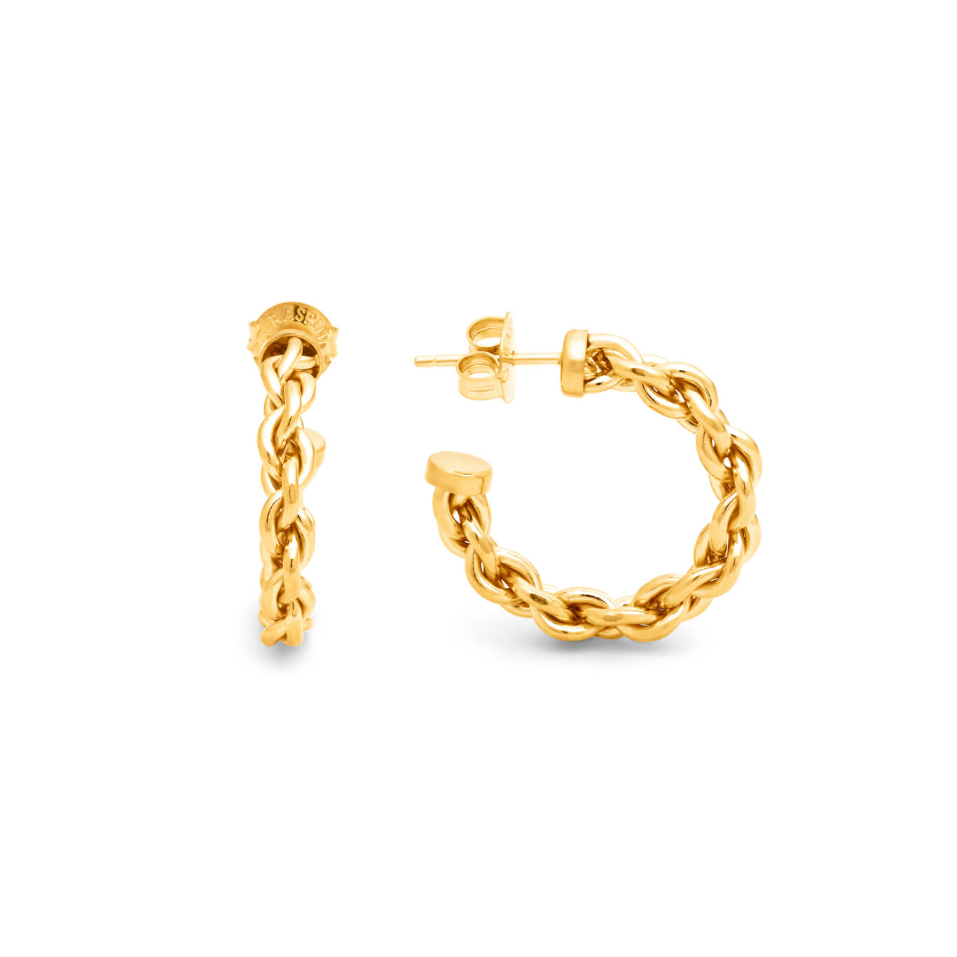 Chain Small Hoop Earrings, Hoop Earrings in 18k Gold Plated Sterling Silver_image number 2_Giovanni Raspini