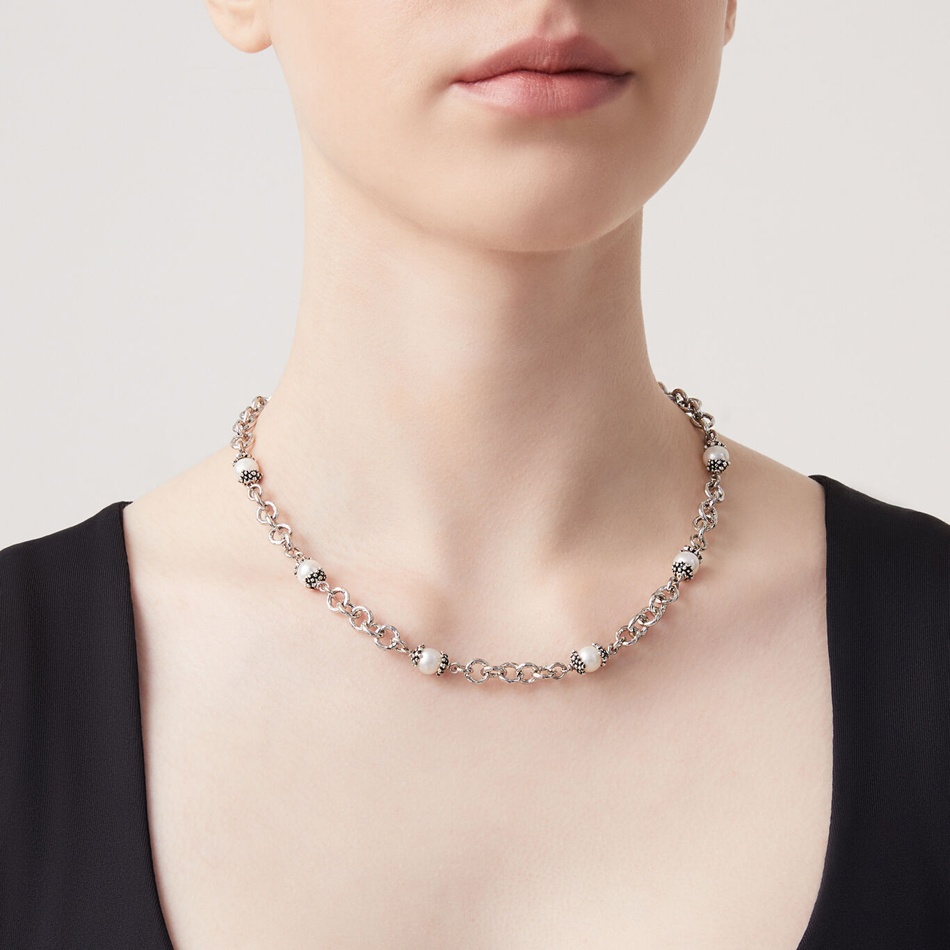 Collana Mini Drops, Collana in Argento 925 e perle naturali_image number 1_Giovanni Raspini