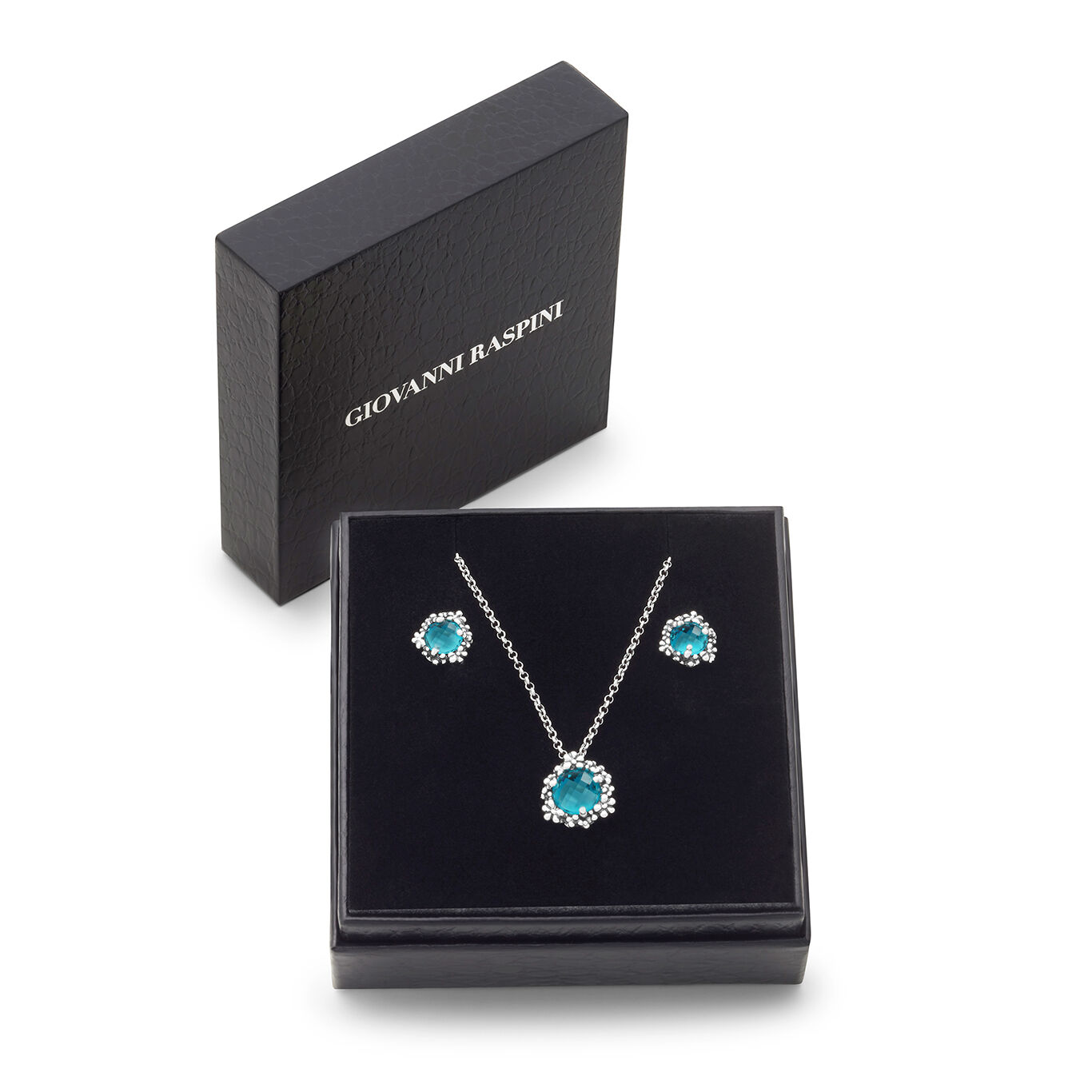 Blue Ivy Set, Necklace and Earrings in Sterling Silver and colored crystals_image number 2_Giovanni Raspini