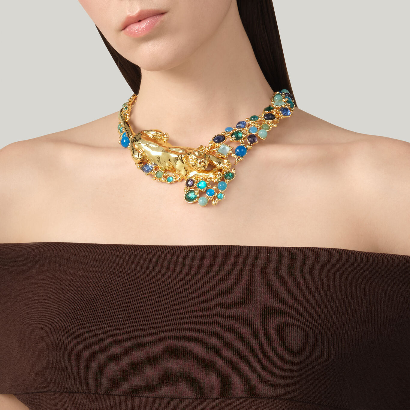 Halshkette Panth&egrave;re Mirage Bleu
