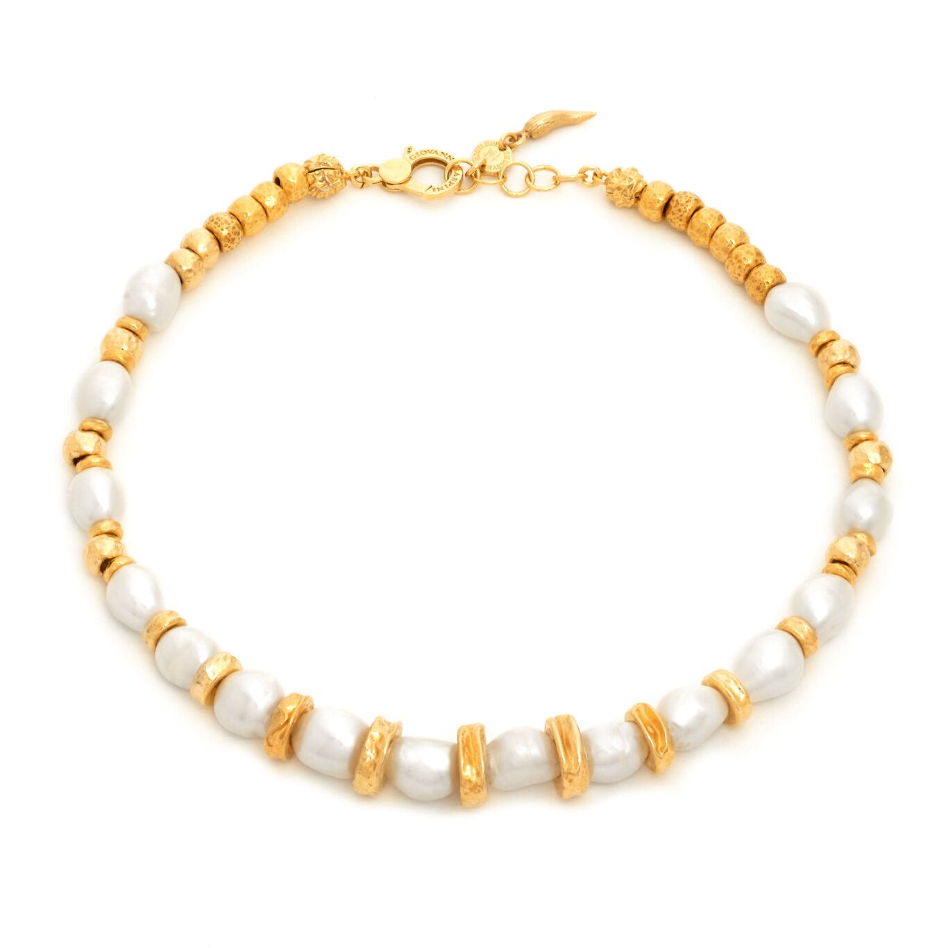 Collier Riviera, Grand Mod&egrave;le, Collier en argent massif dor&eacute; et perles naturelles_image number 0_Giovanni Raspini