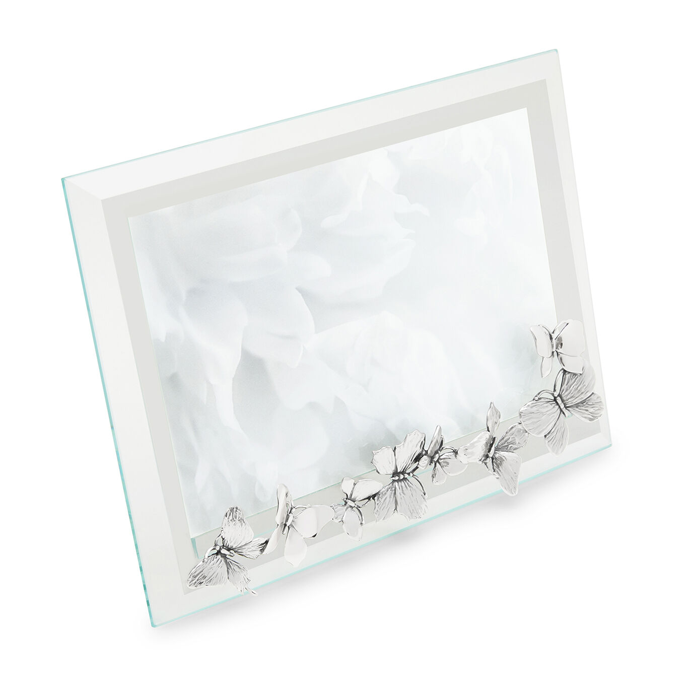 Butterflies Large Horizontal Light Frame, Bevelled glass and silver frame_image number 1_Giovanni Raspini