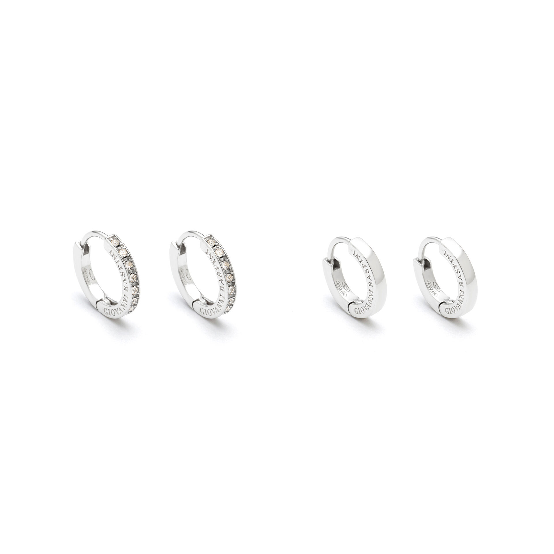 Conjunto pendientes Huggie Plata y Circonios image number 0