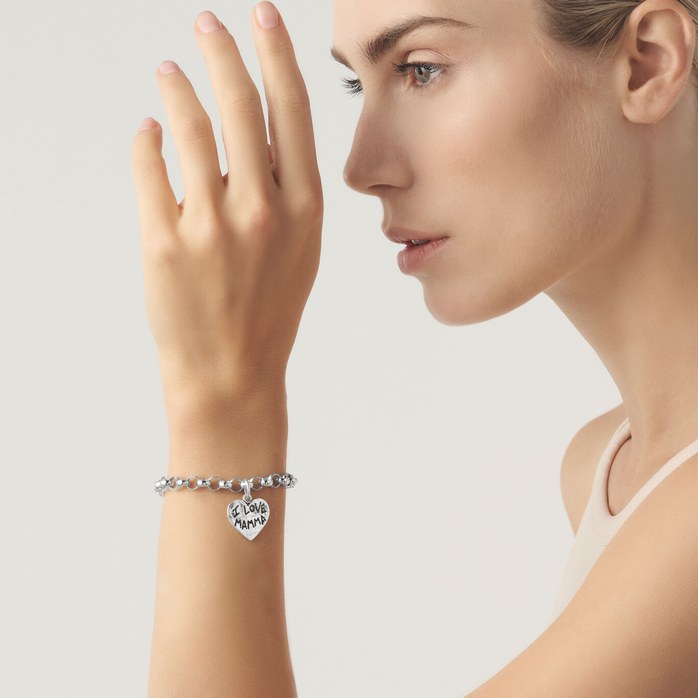 Heart "I love mamma"  Charm, Charm in Sterling Silver_image number 1_Giovanni Raspini