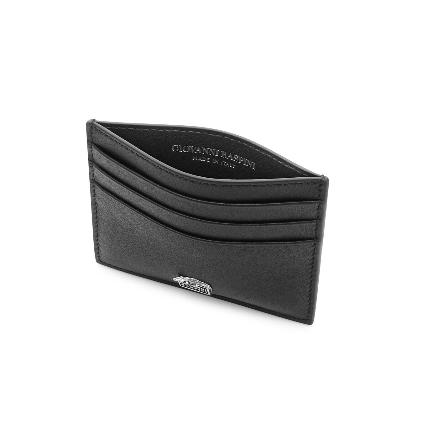 Smooth Leather Card Holder, Leather cardholder with iconic sterling silver decoration_image number 3_Giovanni Raspini