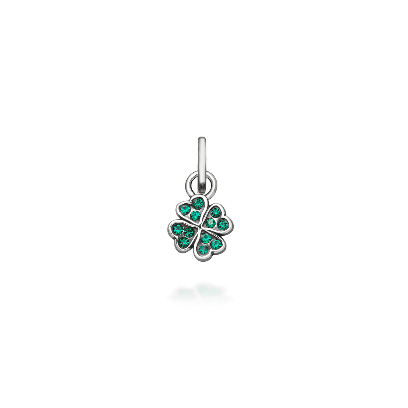 Green Four-Leaf Clover Crystal Mini Charm
