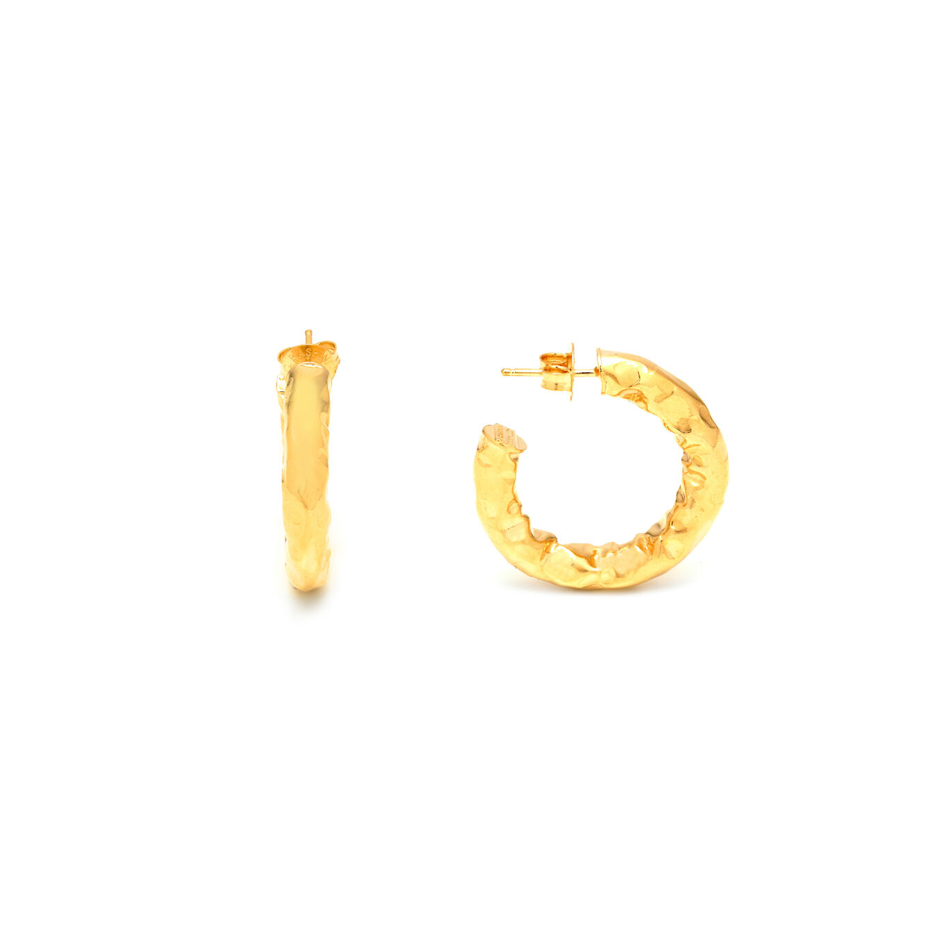 Boucles d'oreilles Stone, petit mod&egrave;le, Cr&eacute;oles en argent massif plaqu&eacute; or 18k_image number 2_Giovanni Raspini