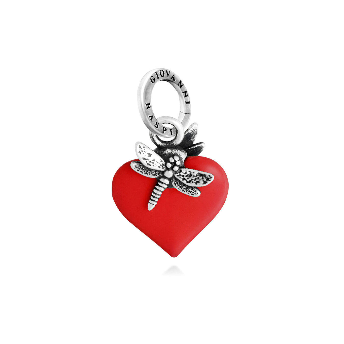 Dragonfly Red Heart Charm