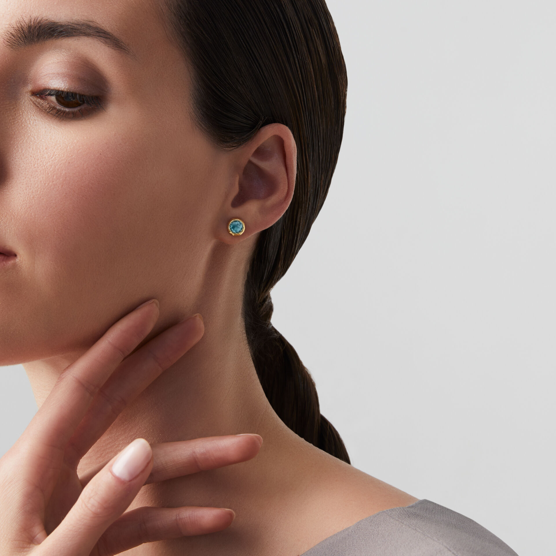 Blue Small Loop Earrings image number 1