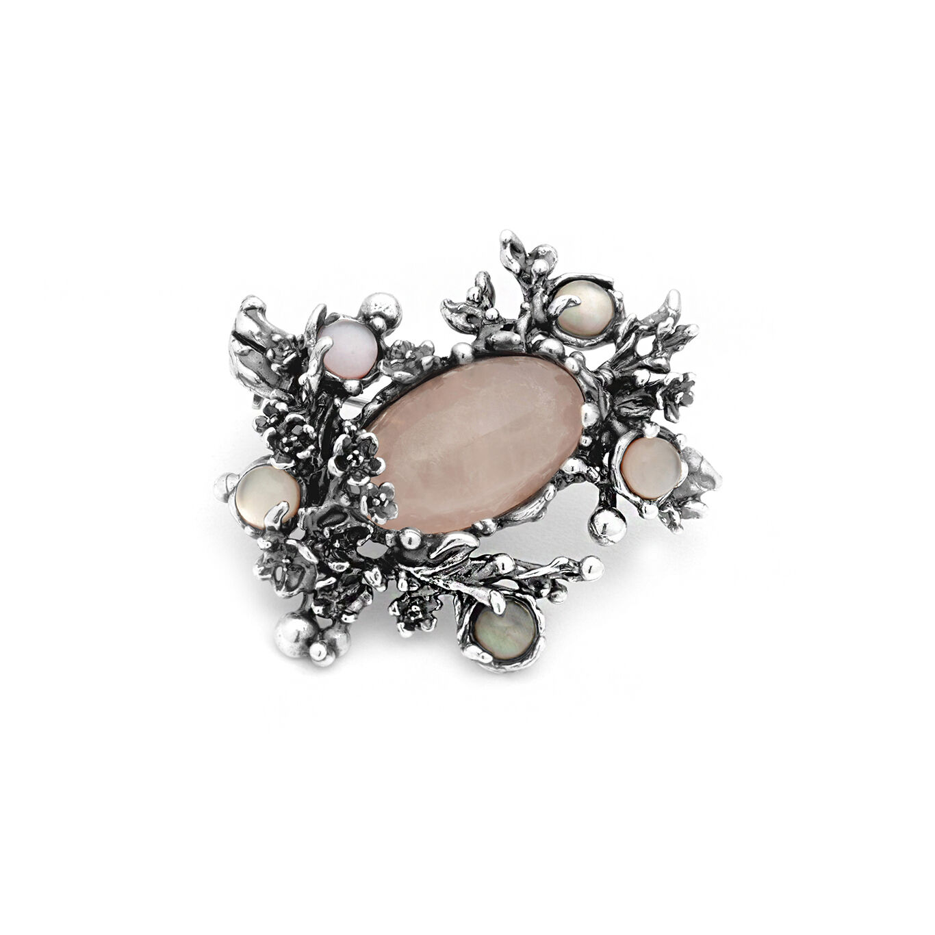Pulsera Cuarzo Rosa, Perlas de Nácar y plata