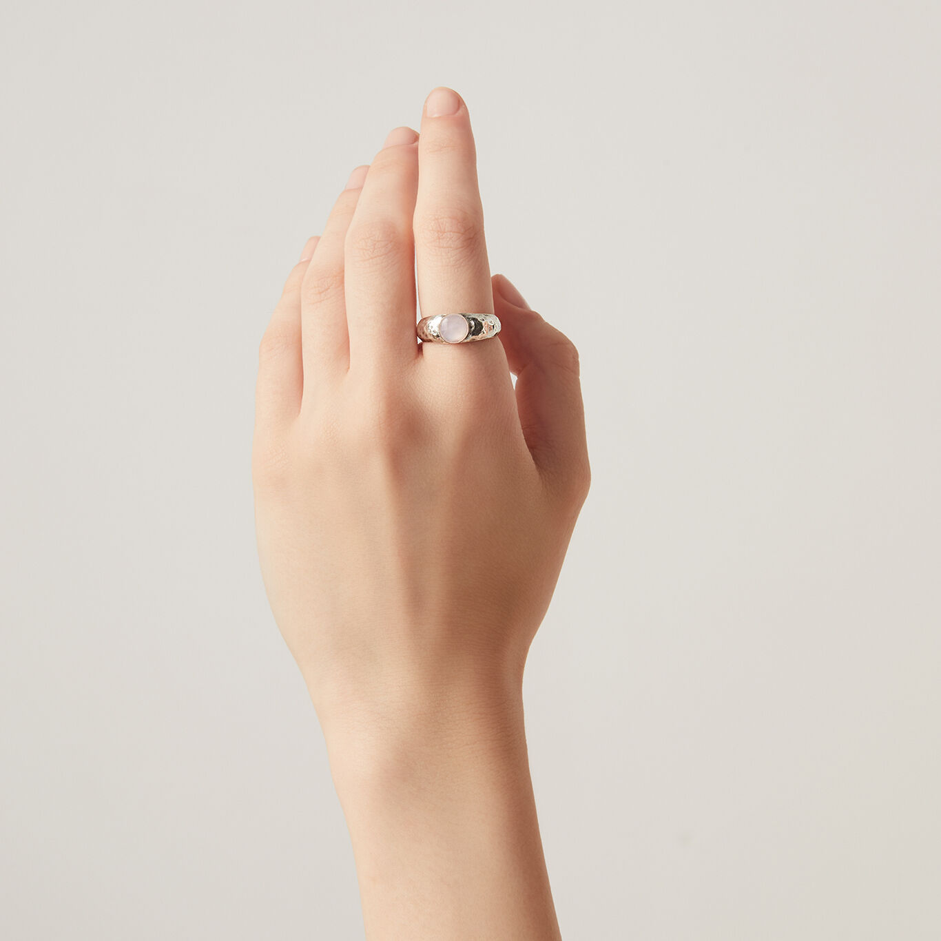 Pink Jade Hammered Ring