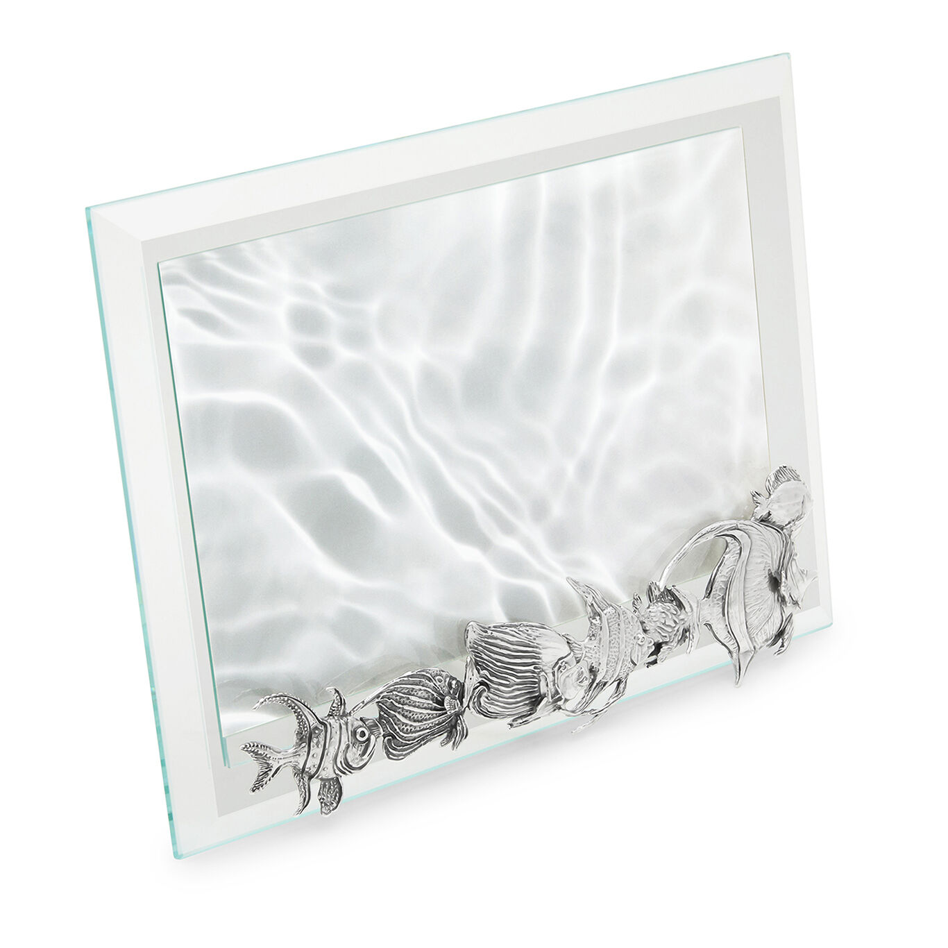 Cadre Encercl&eacute; Lumi&egrave;re Poissons Horizontal, Grand Mod&egrave;le, Cadre en argent et verre biseaut&eacute;_image number 1_Giovanni Raspini