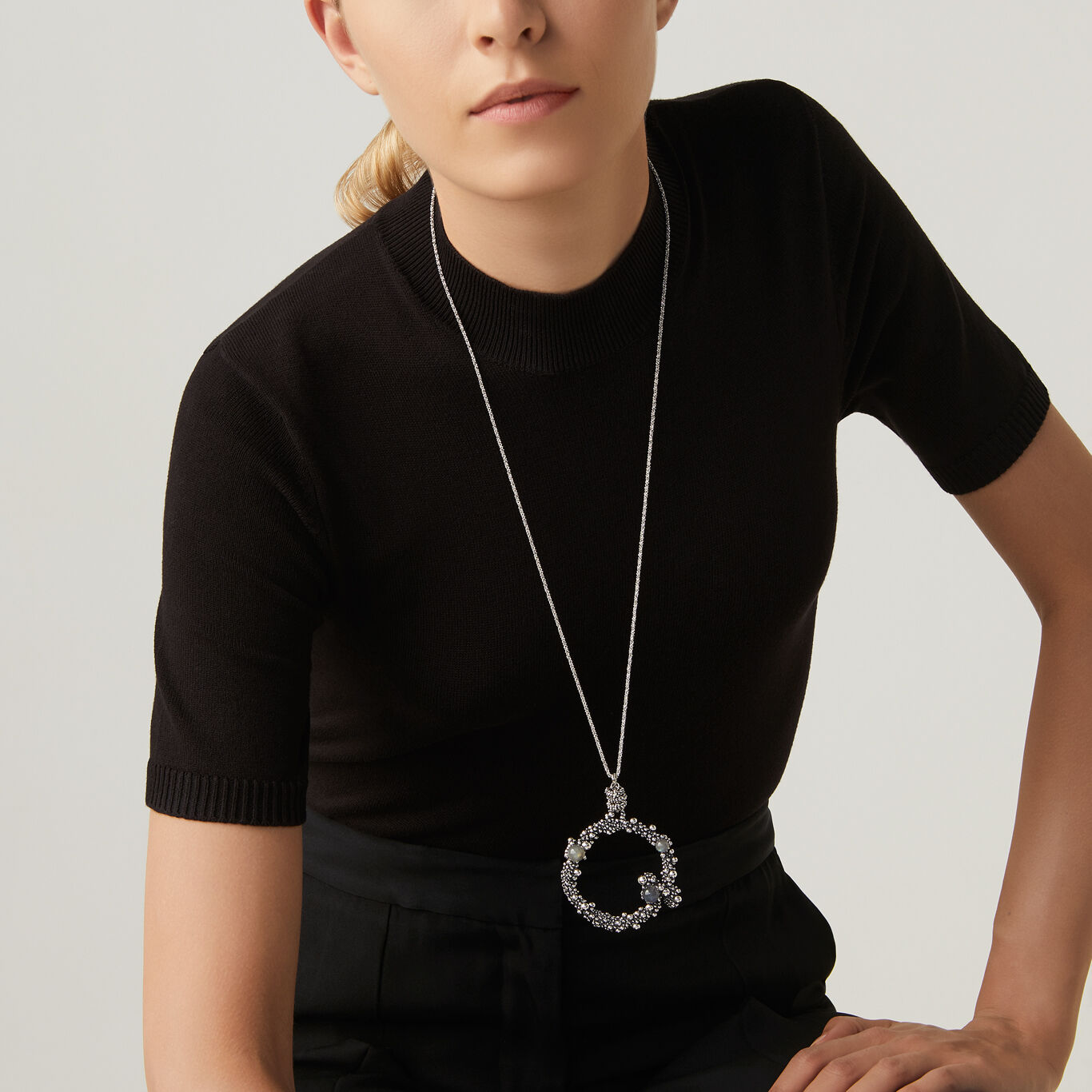 Milky Way Pendant, Necklace in Sterling Silver and labradorite_image number 1_Giovanni Raspini