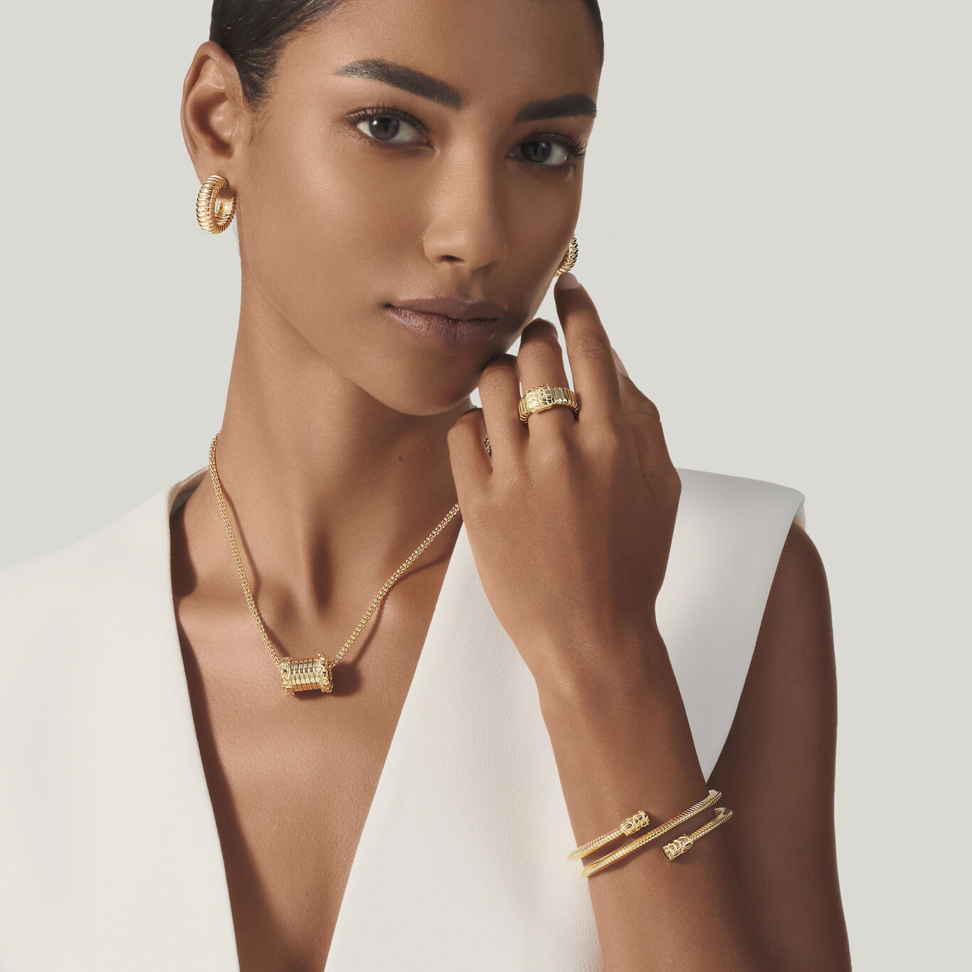 Tubogas Earrings, Earrings in 18k Gold Plated Sterling Silver_image number 2_Giovanni Raspini