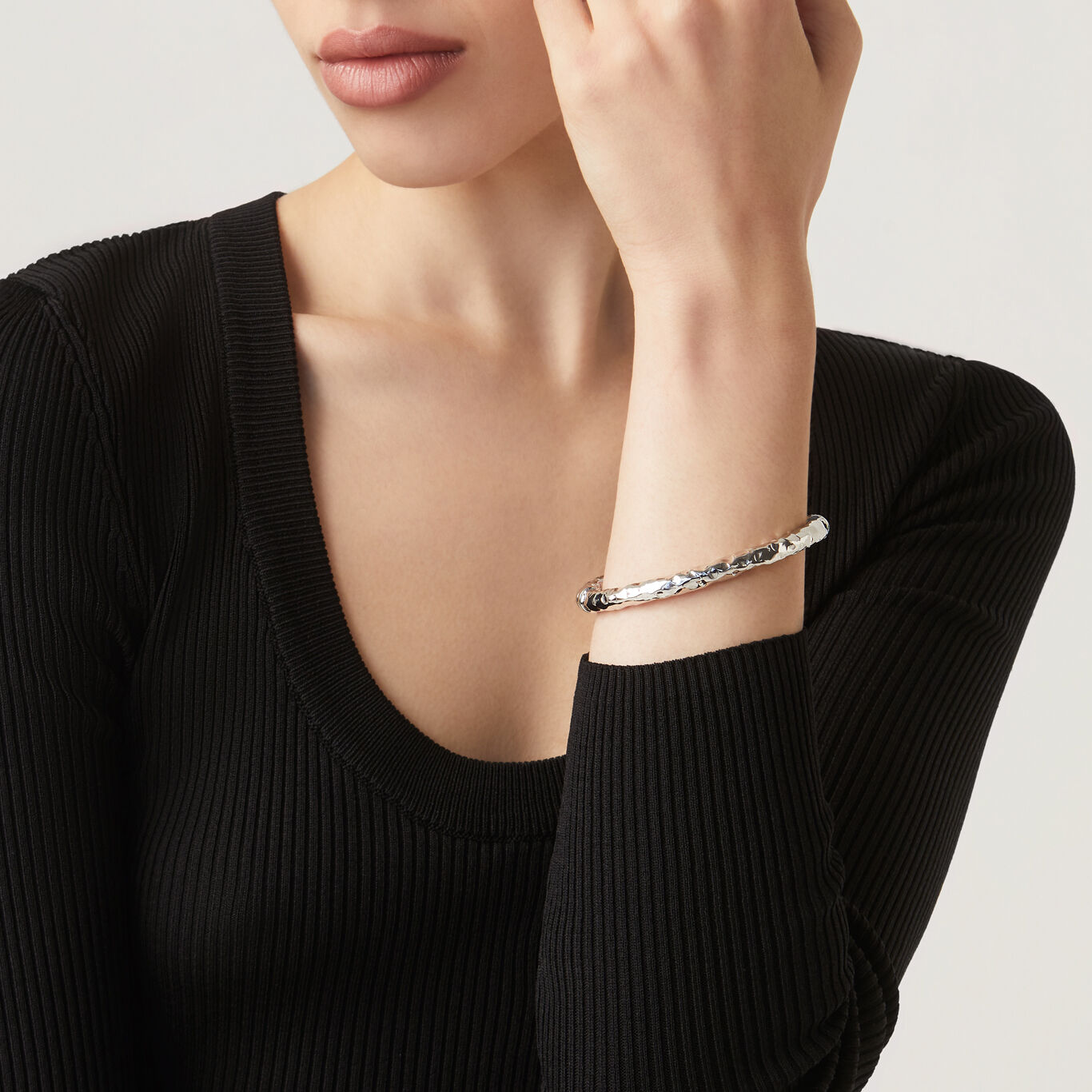 Stone Small Bangle, Bangle in Sterling Silver_image number 1_Giovanni Raspini