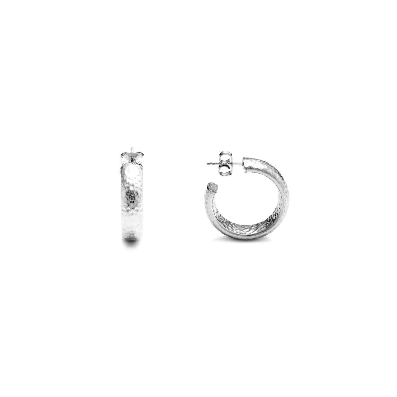 Moon Rock Small Earrings, Hoop Earrings in Sterling Silver_image number 2_Giovanni Raspini