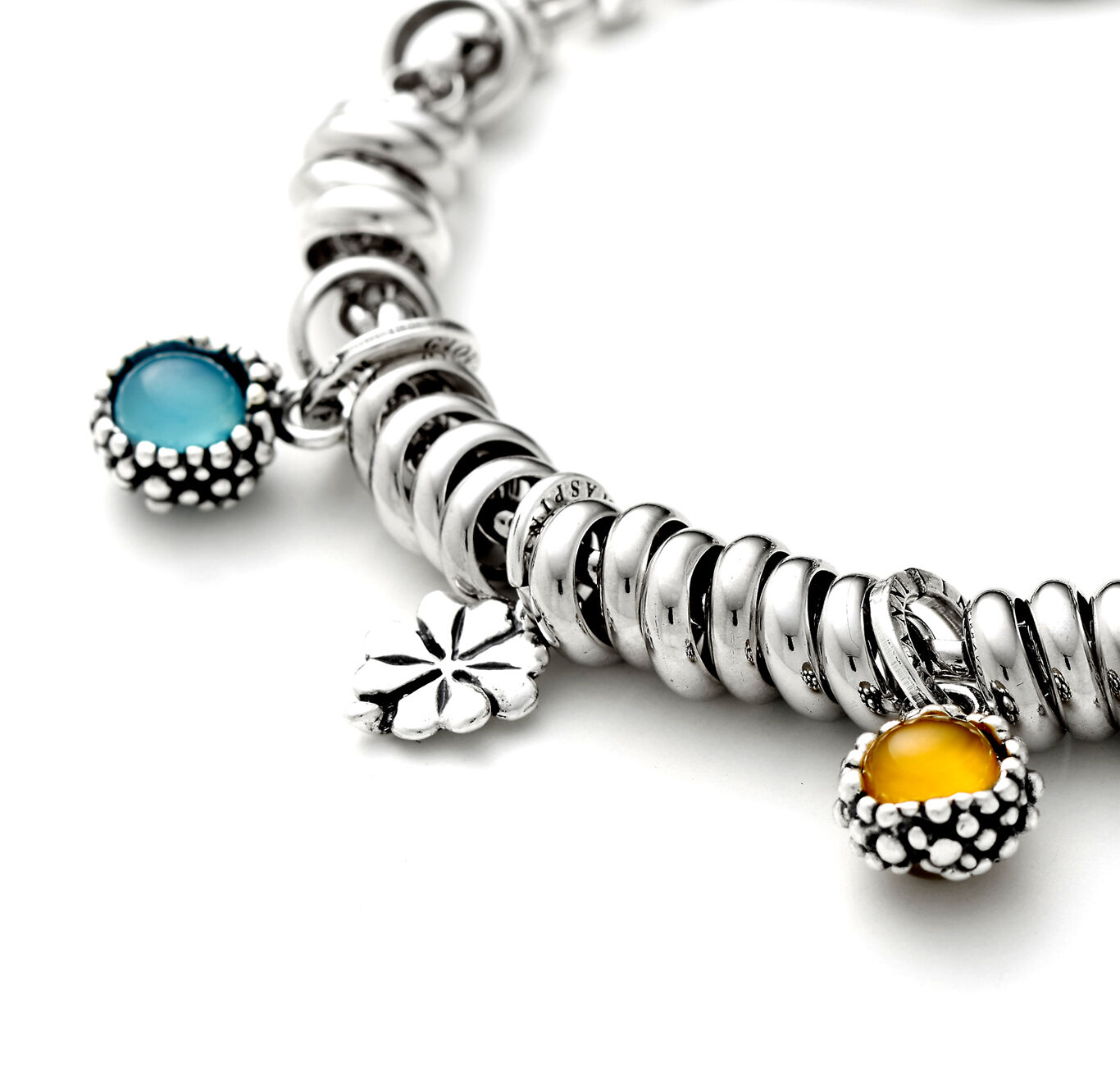 Charm Perlage Blauer Achat
