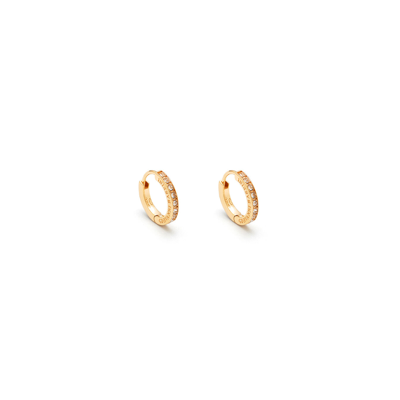 Huggie Crystal Earrings, Hoop Gold-plated and zircon-embellished sterling silver earrings_image number 0_Giovanni Raspini