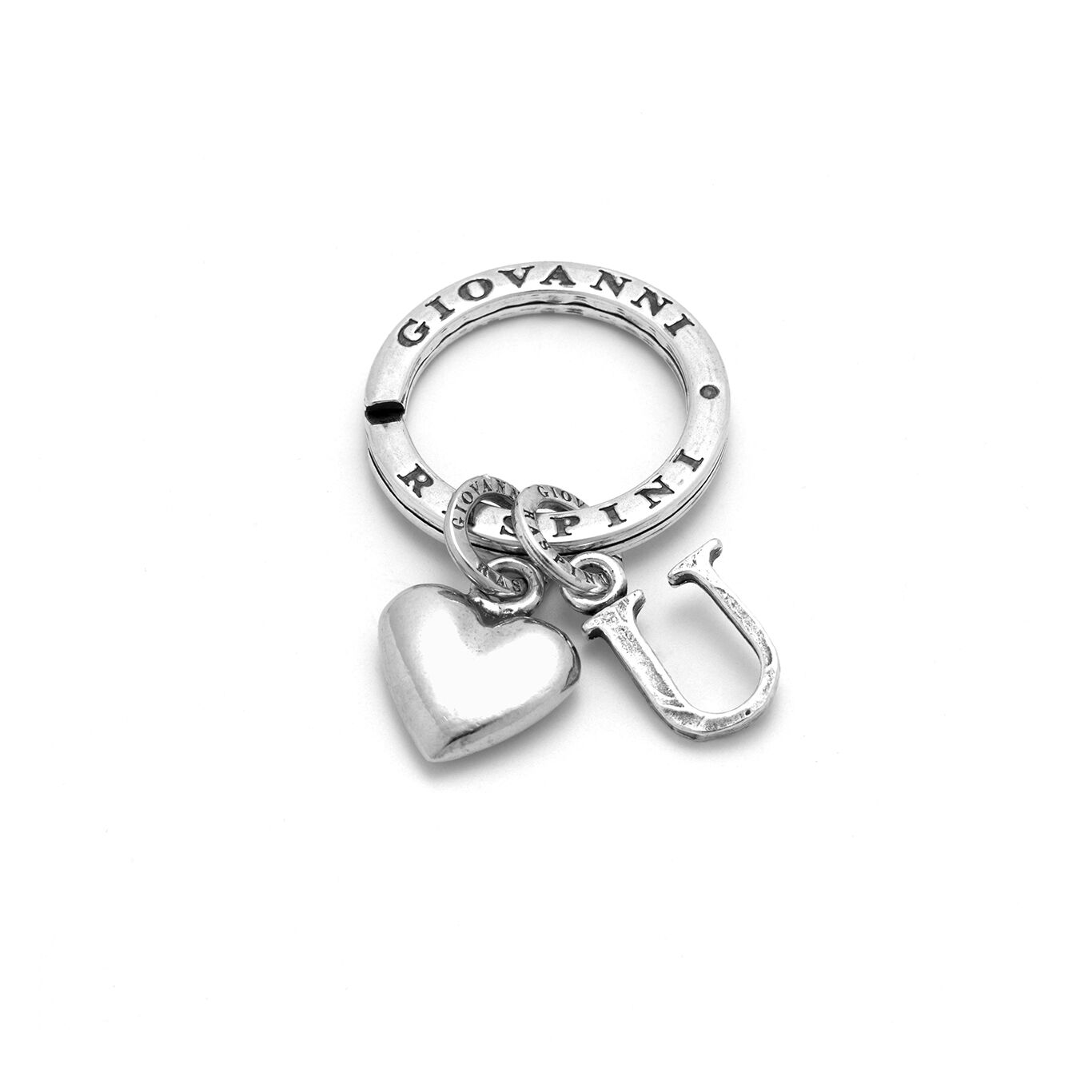 Key Ring with Heart and Letter U, Key ring in Sterling Silver_image number 0_Giovanni Raspini