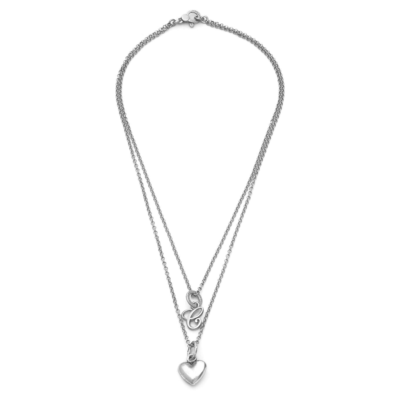 Heart and Letter Necklace C, Necklace in Sterling Silver_image number 1_Giovanni Raspini