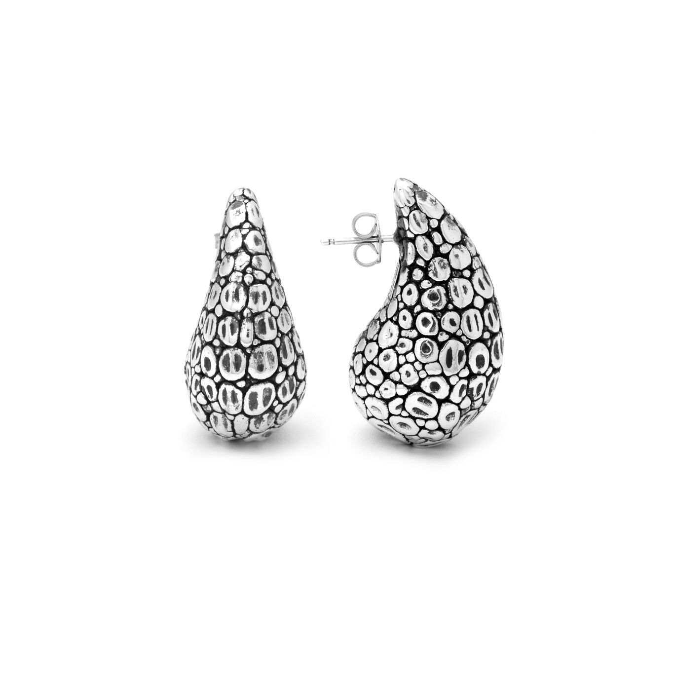 Croco Droplet Earrings, Earrings in Sterling Silver_image number 2_Giovanni Raspini